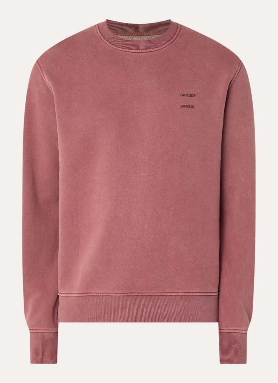 SAMSØE SAMSØE Joel sweater met logo en verwassen afwerking - voorkant 2 steenrood