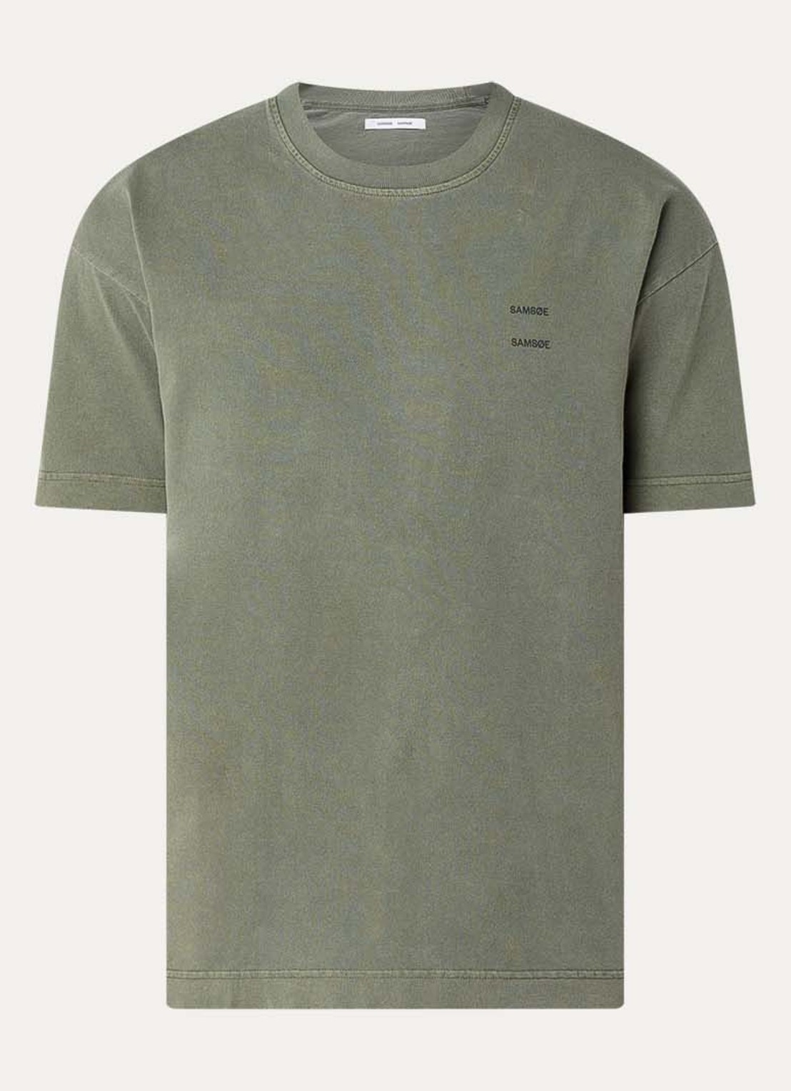 SAMSØE SAMSØE Joel T-shirt met logo - voorkant olijfgroen