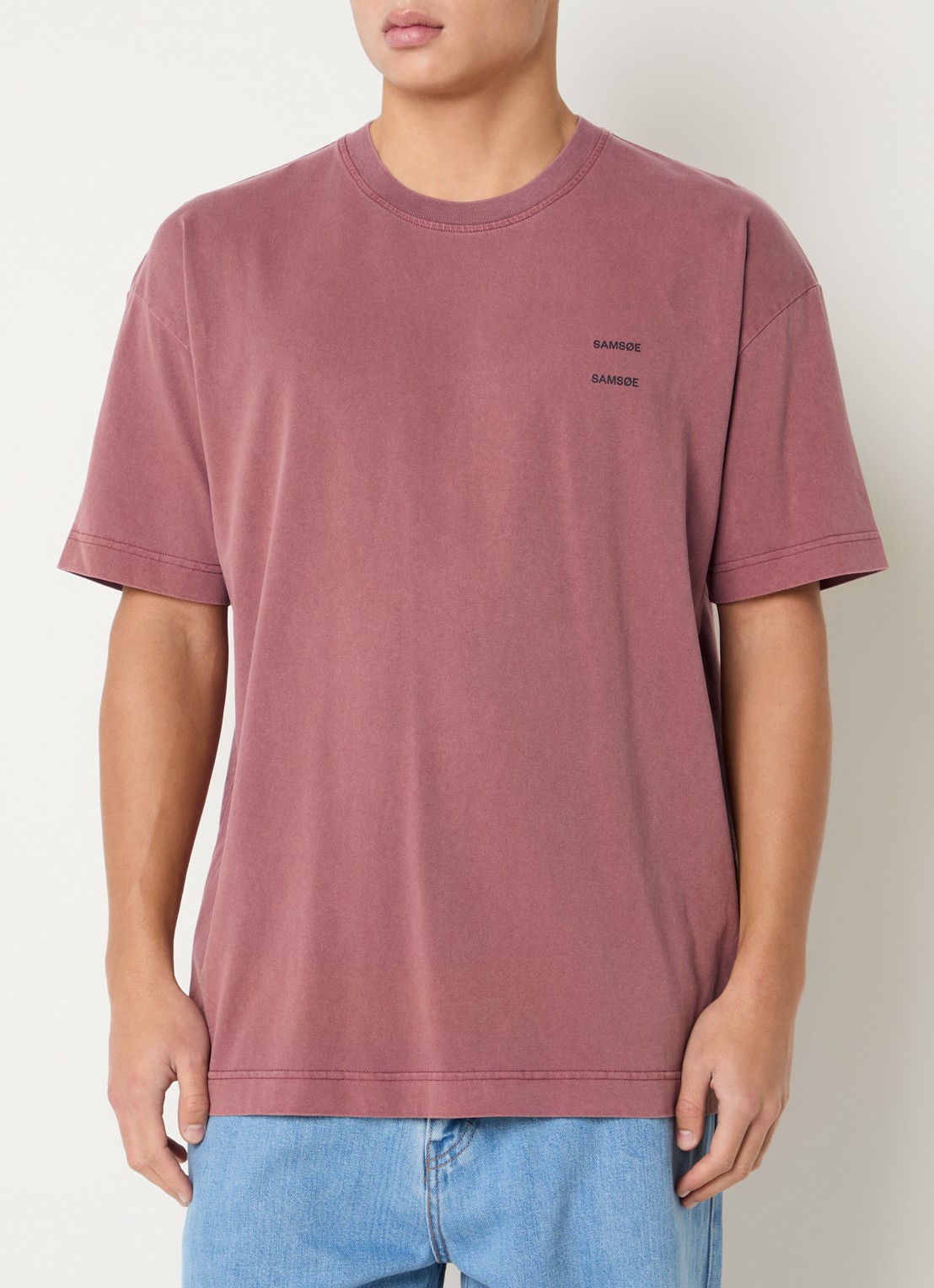 SAMSØE SAMSØE Joel T-shirt met logo - detail oudroze