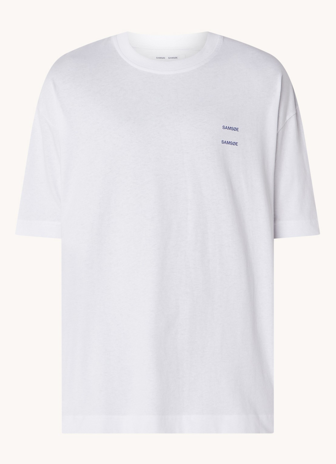 SAMSØE SAMSØE Joel T-shirt van  katoen met logo - voorkant wit