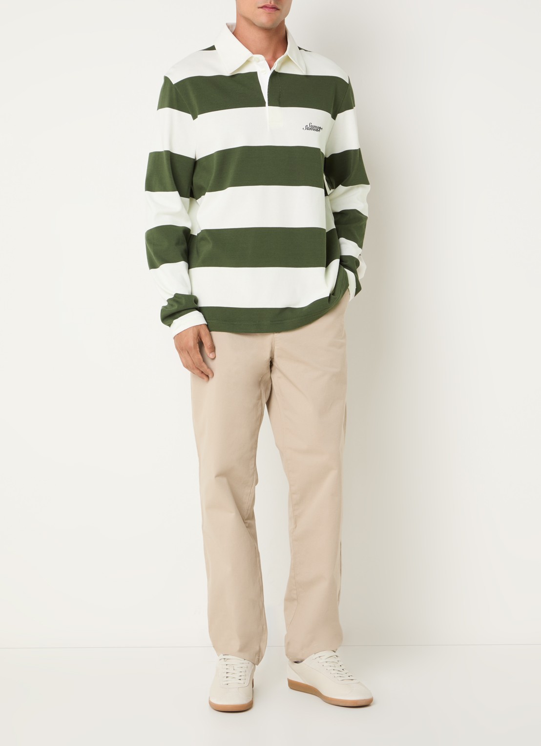 SAMSØE SAMSØE Kevin regular fit polo met streepprint - voorkant 2 groen