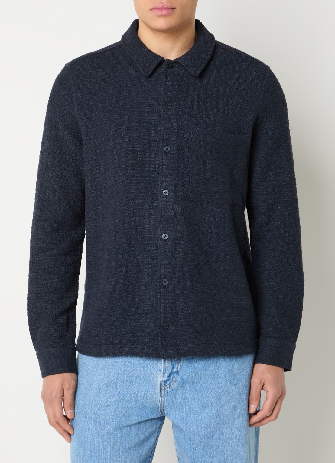SAMSØE SAMSØE Kore regular fit overhemd met structuur - detail 4 donkerblauw