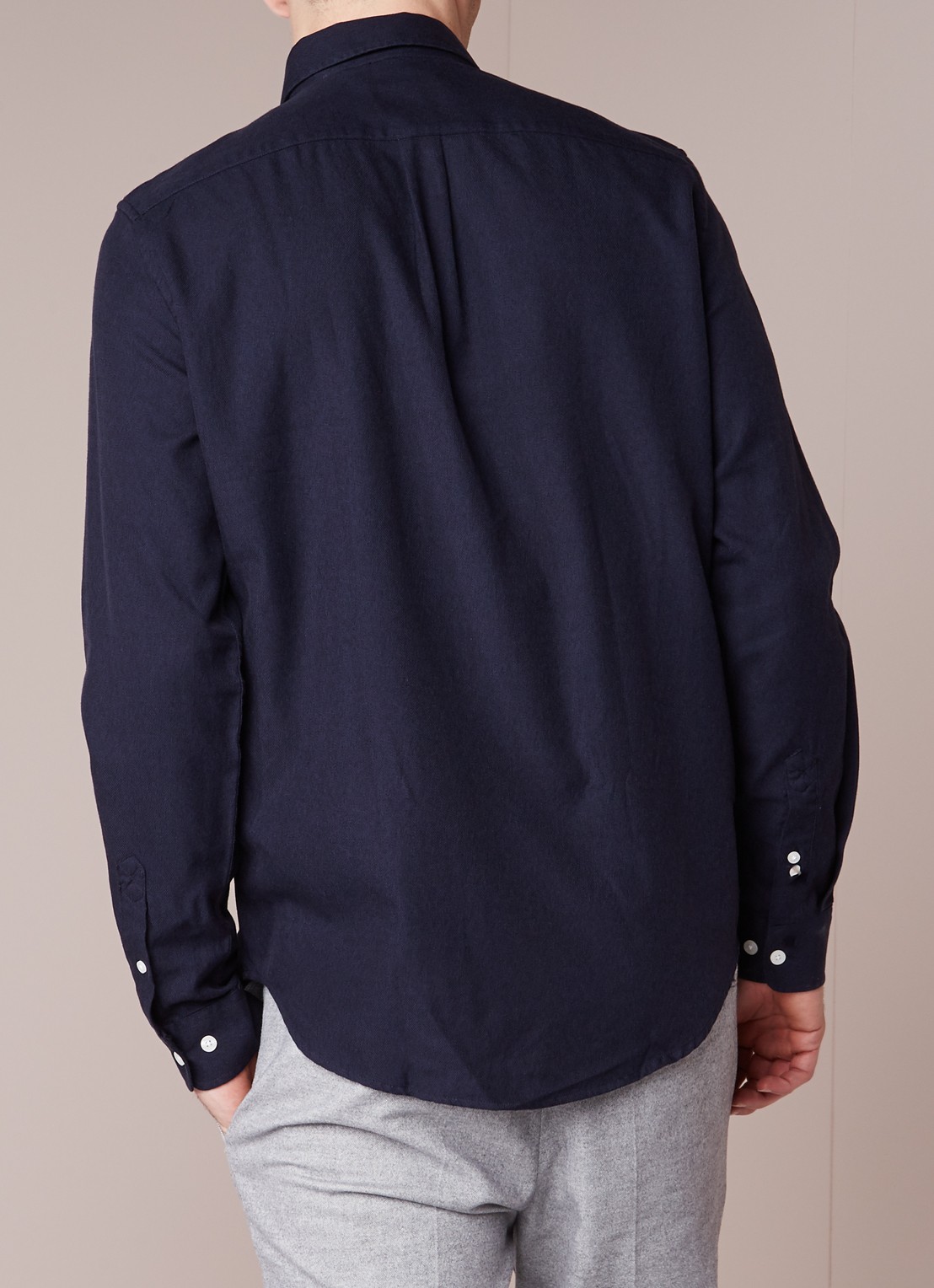 SAMSØE SAMSØE Liam regular fit button down-overhemd - achterkant 4 donkerblauw