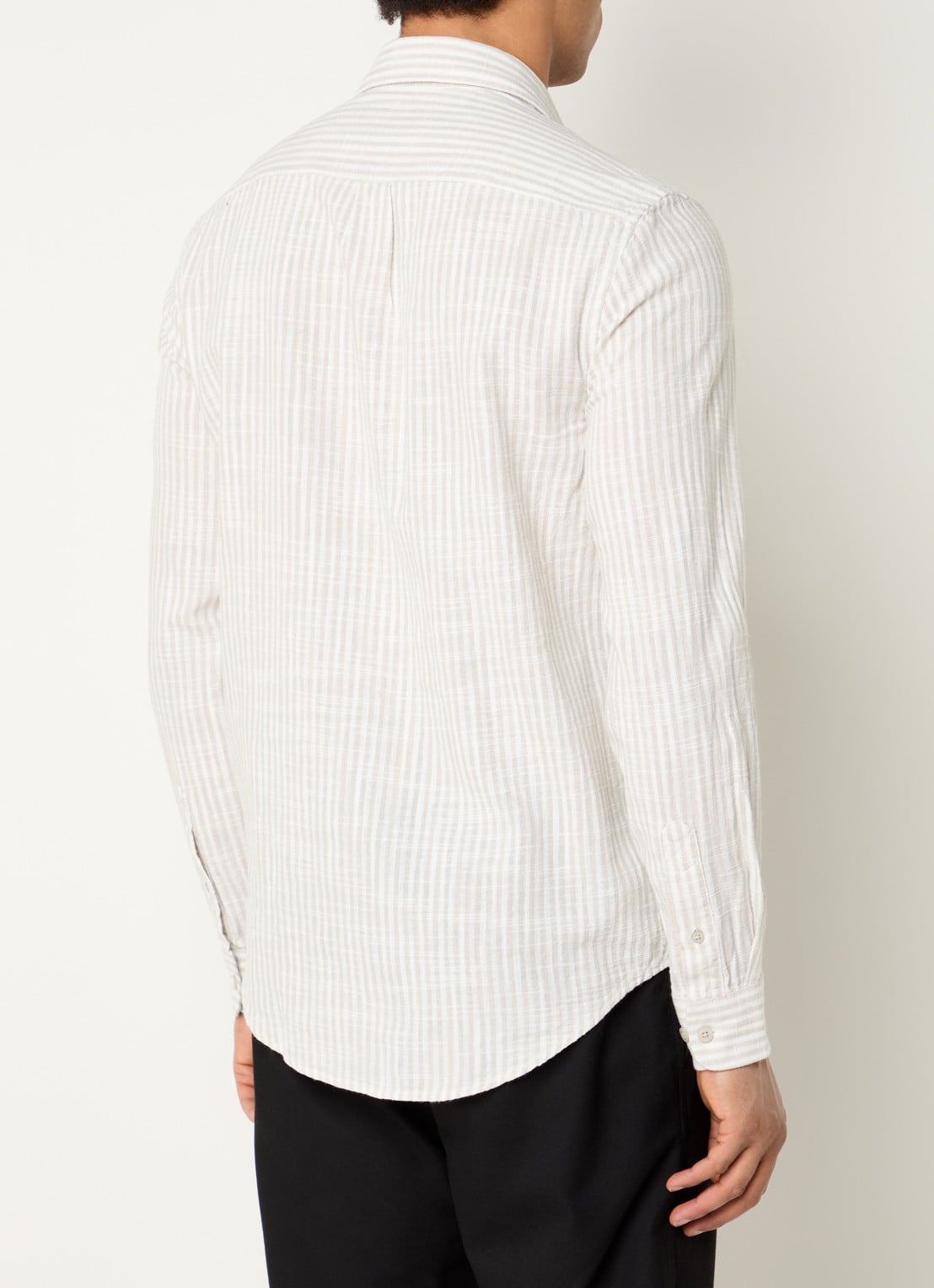SAMSØE SAMSØE Liam regular fit overhemd met streepprint - achterkant beige