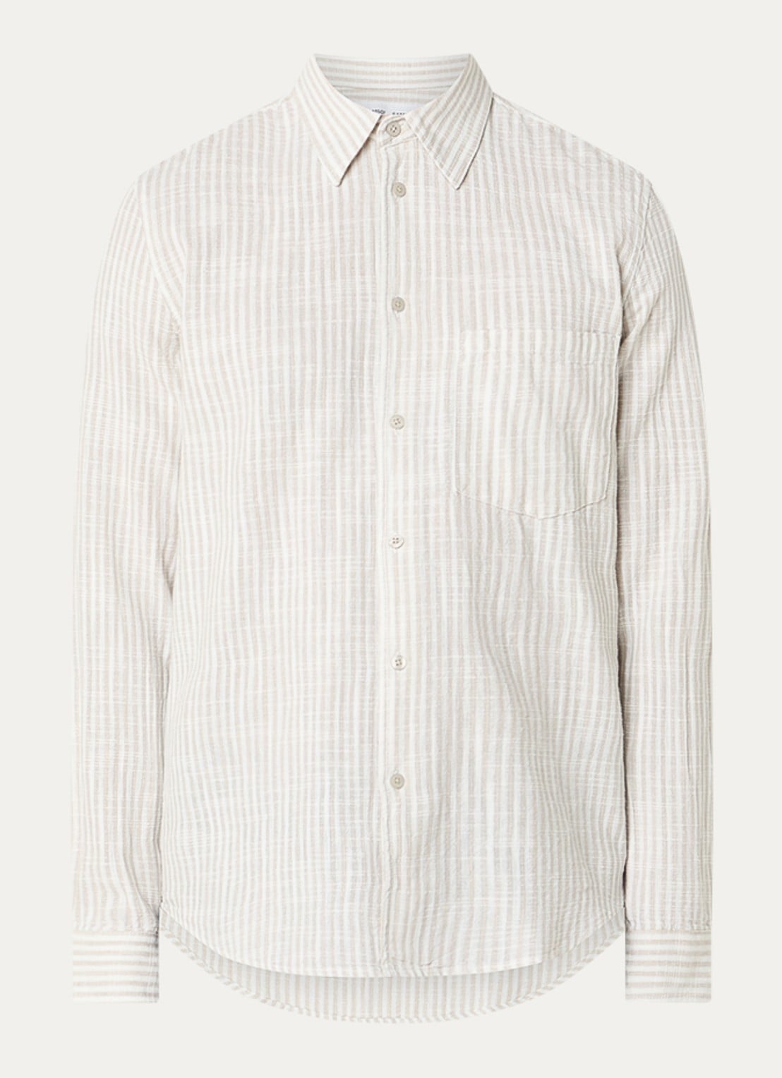 SAMSØE SAMSØE Liam regular fit overhemd met streepprint - voorkant 3 beige