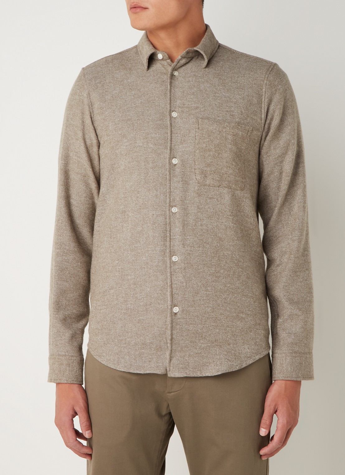 SAMSØE SAMSØE Liam regular fit overhemd van  katoen  - detail 4 beige