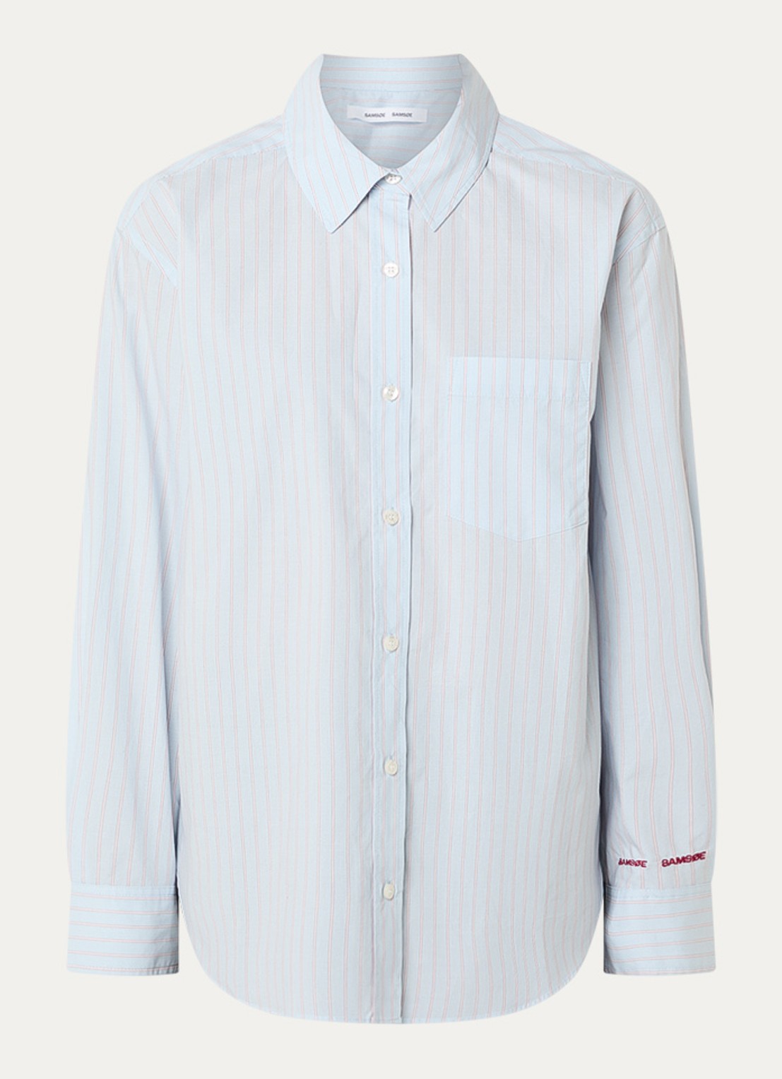 SAMSØE SAMSØE Lova blouse met streepprint - voorkant 3 lichtblauw