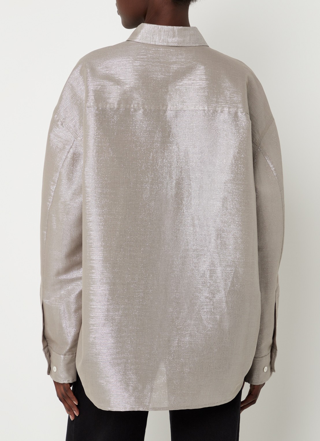SAMSØE SAMSØE Lua oversized blouse met glitter - achterkant taupe