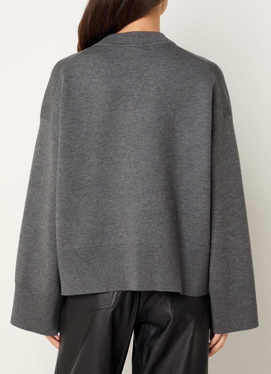 SAMSØE SAMSØE Lula sweater met V-hals - achterkant 2 grijs