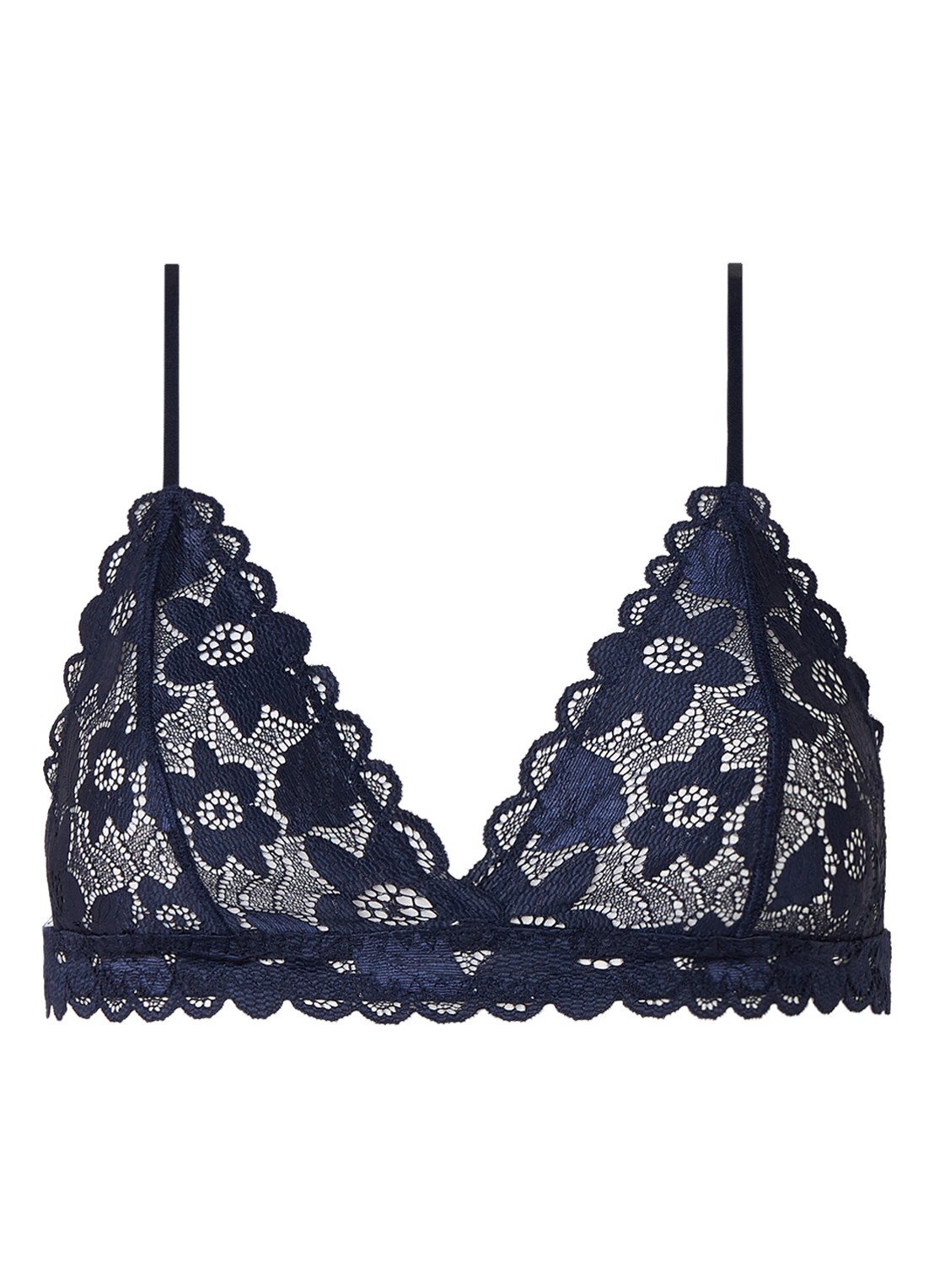 SAMSØE SAMSØE Marilyn bralette van kant - voorkant 2 donkerblauw
