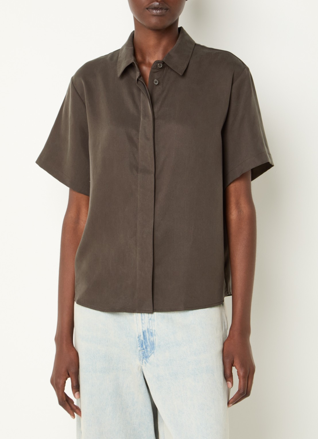 SAMSØE SAMSØE Mina blouse met kraag - detail 4 bruin