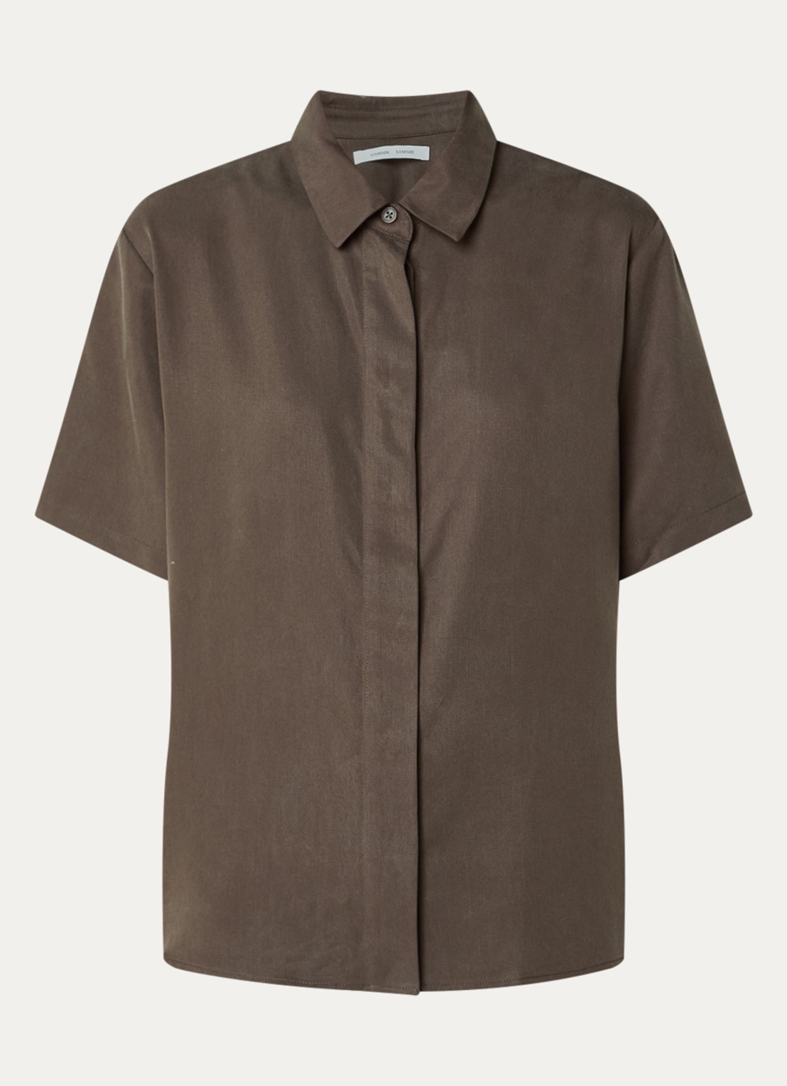 SAMSØE SAMSØE Mina blouse met kraag - voorkant bruin