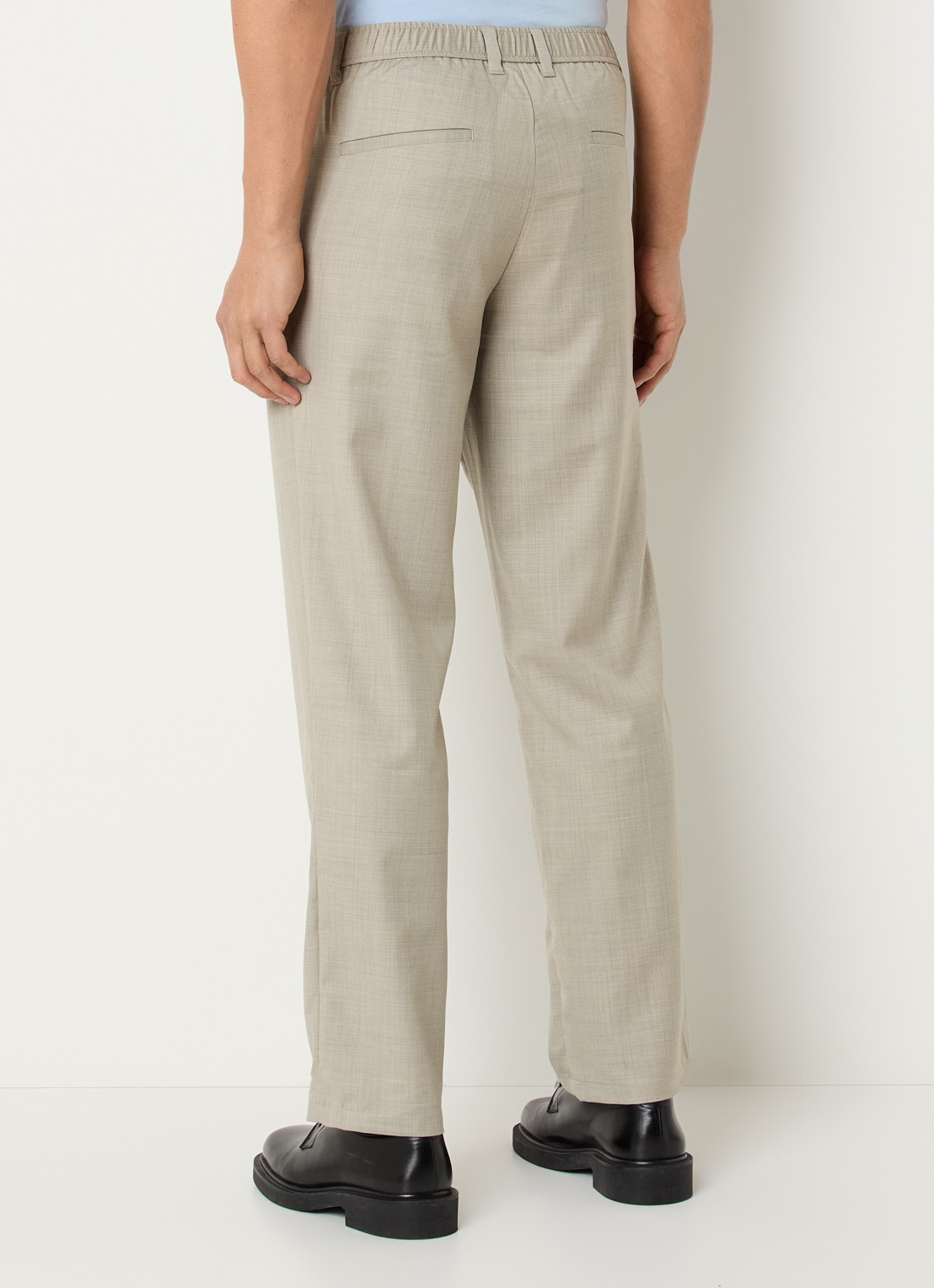 SAMSØE SAMSØE Noah straight fit pantalon in wolblend met steekzakken - achterkant grijs