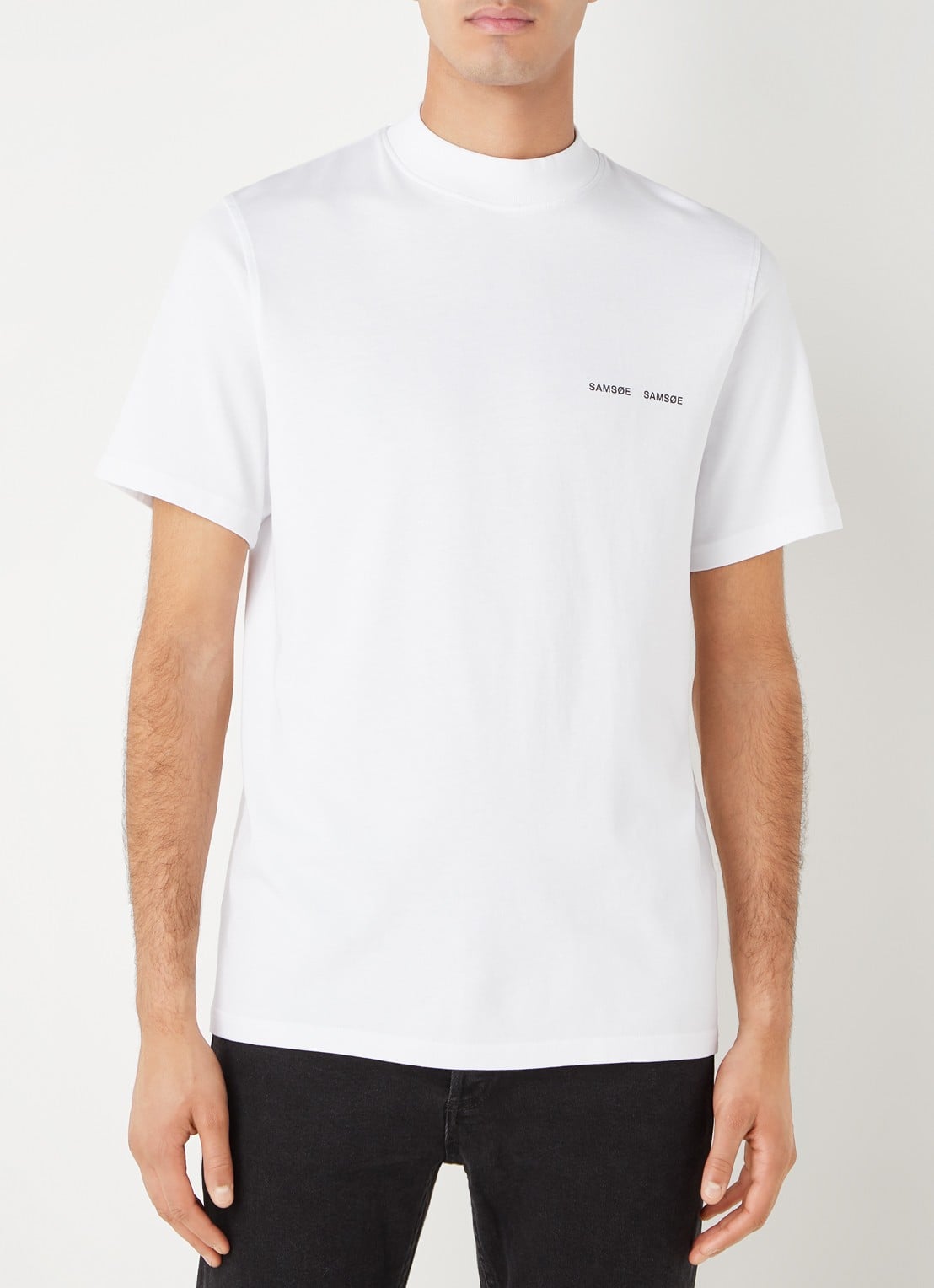 SAMSØE SAMSØE Norsbro T-shirt met opstaande kraag en logo - detail 3 wit
