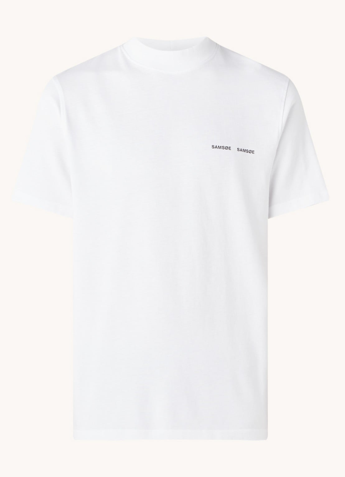 SAMSØE SAMSØE Norsbro T-shirt met opstaande kraag en logo - voorkant 4 wit