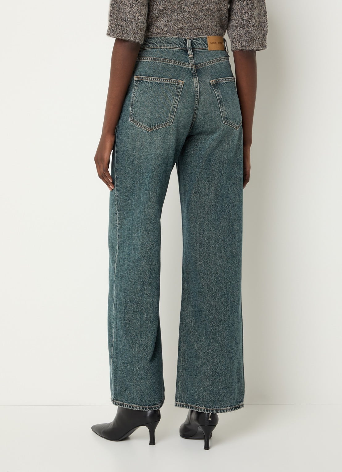 SAMSØE SAMSØE Rebecca high waist straight leg jeans met medium wassing - achterkant 5 indigo