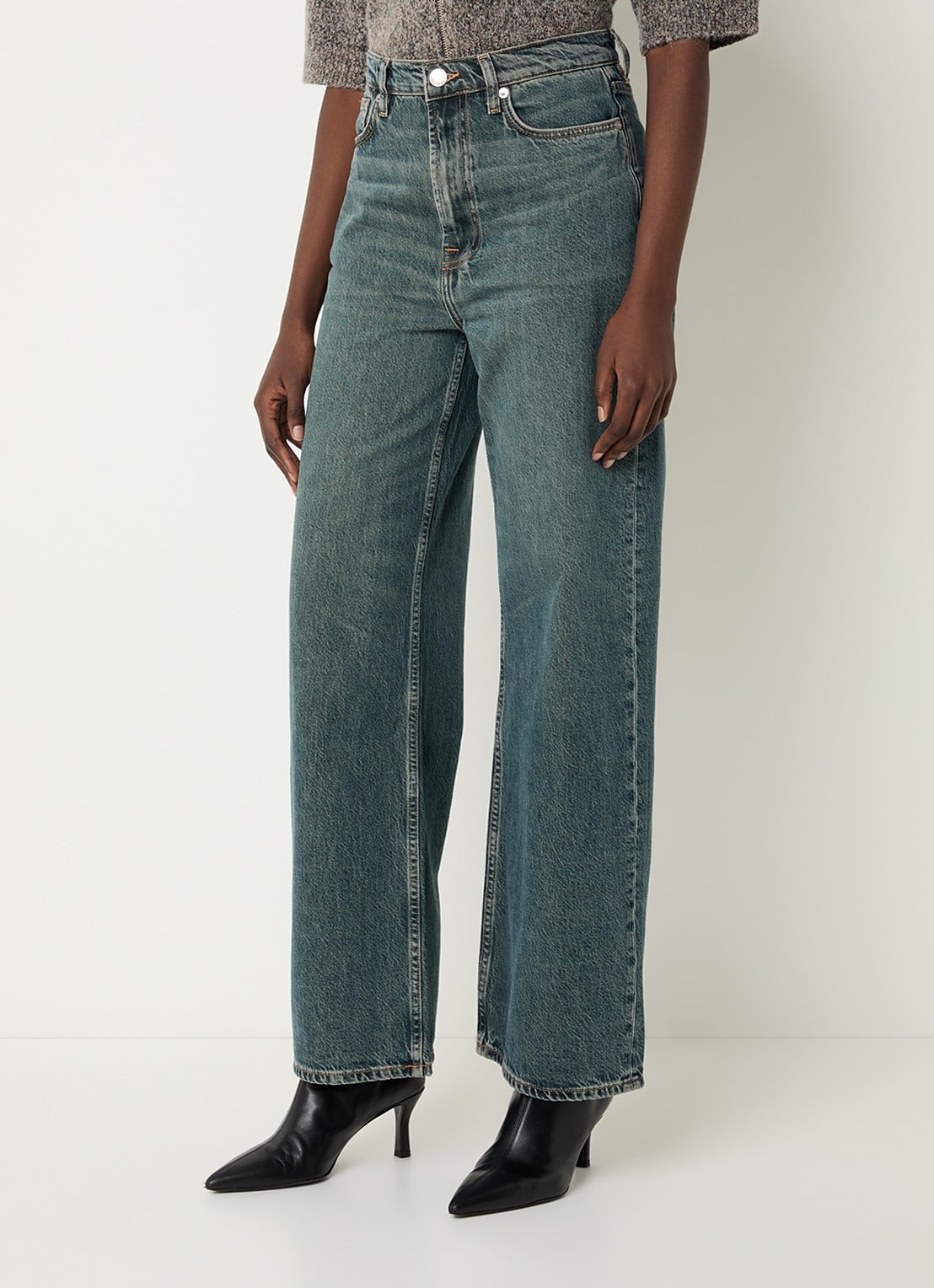 SAMSØE SAMSØE Rebecca high waist straight leg jeans met medium wassing - detail 3 indigo