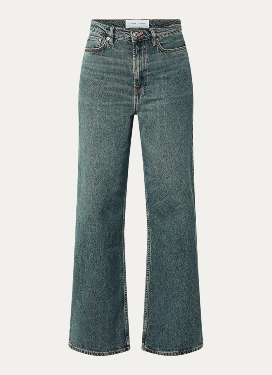 SAMSØE SAMSØE Rebecca high waist straight leg jeans met medium wassing - voorkant indigo