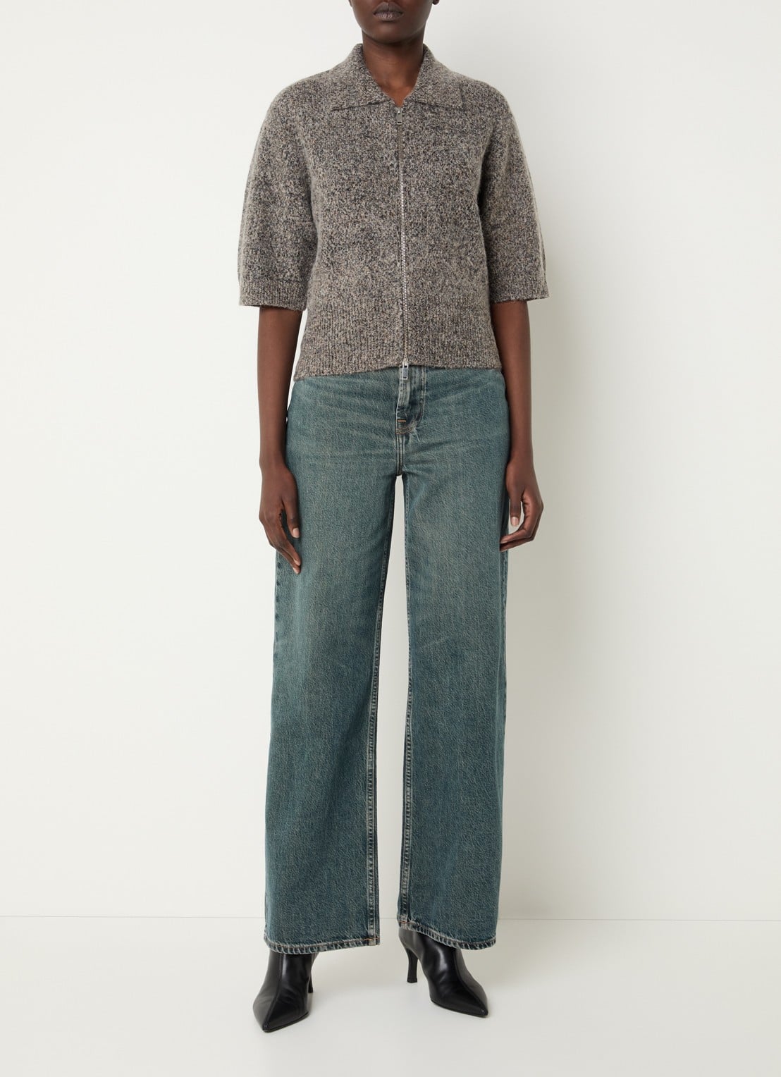 SAMSØE SAMSØE Rebecca high waist straight leg jeans met medium wassing - voorkant 2 indigo