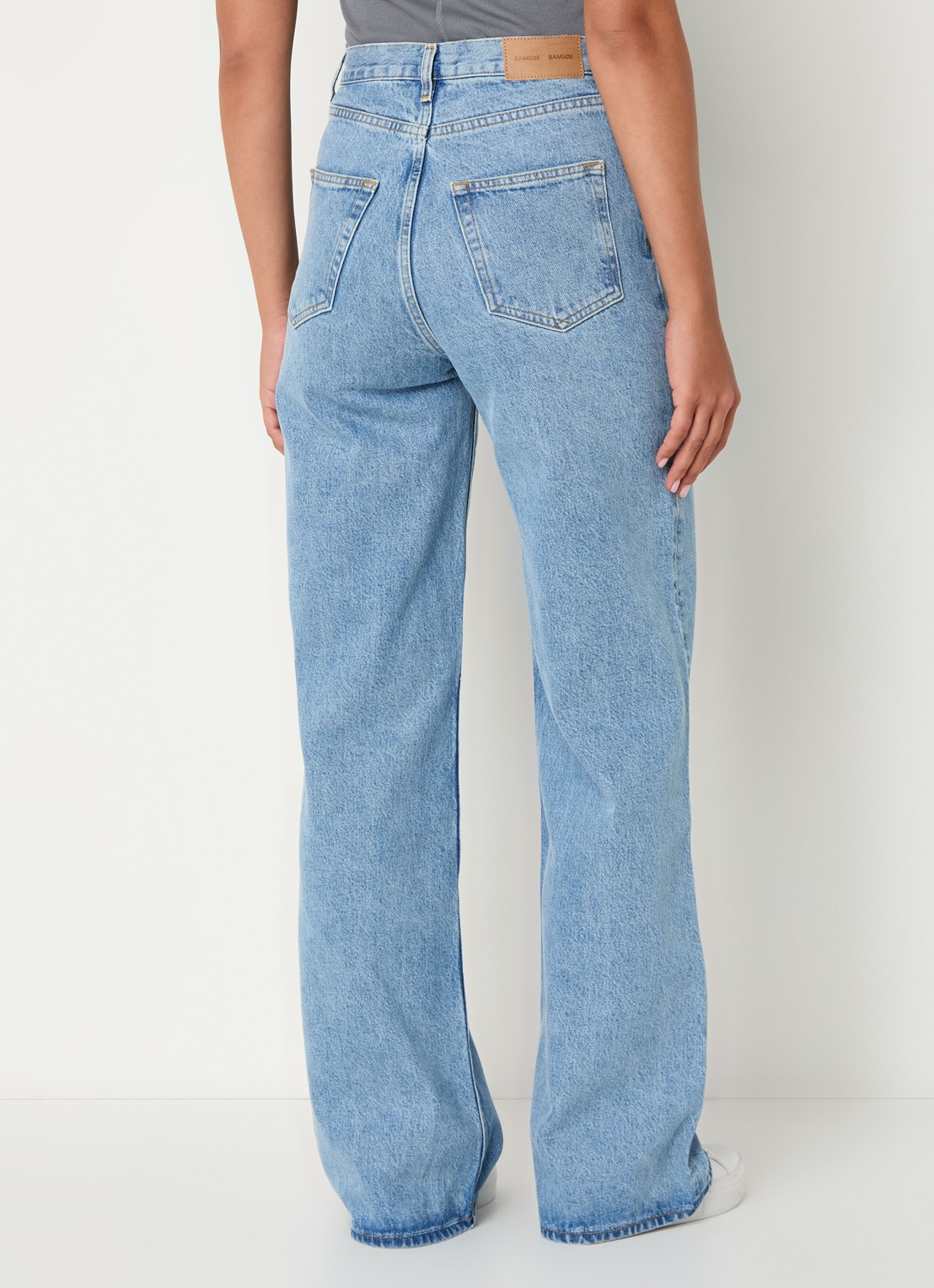 SAMSØE SAMSØE Rebecca high waist straight leg jeans van  katoen - achterkant indigo