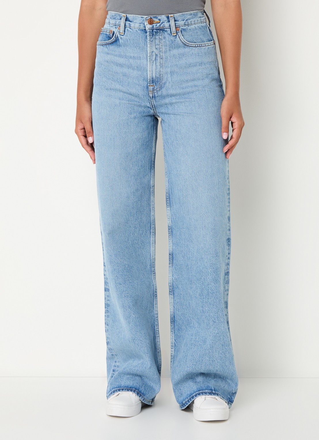 SAMSØE SAMSØE Rebecca high waist straight leg jeans van  katoen - detail 2 indigo