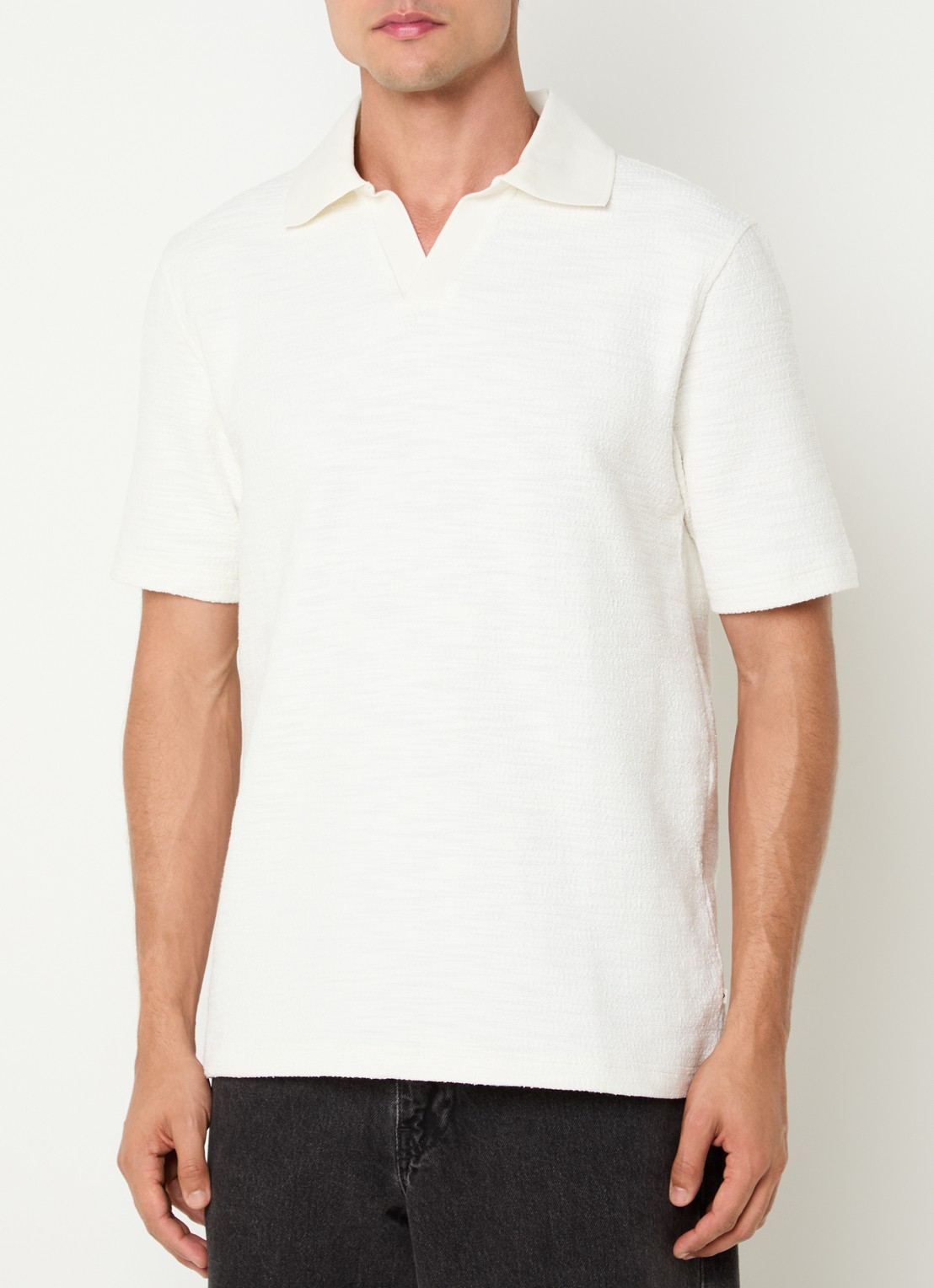 SAMSØE SAMSØE Regular fit polo met stretch - detail 3 gebroken wit