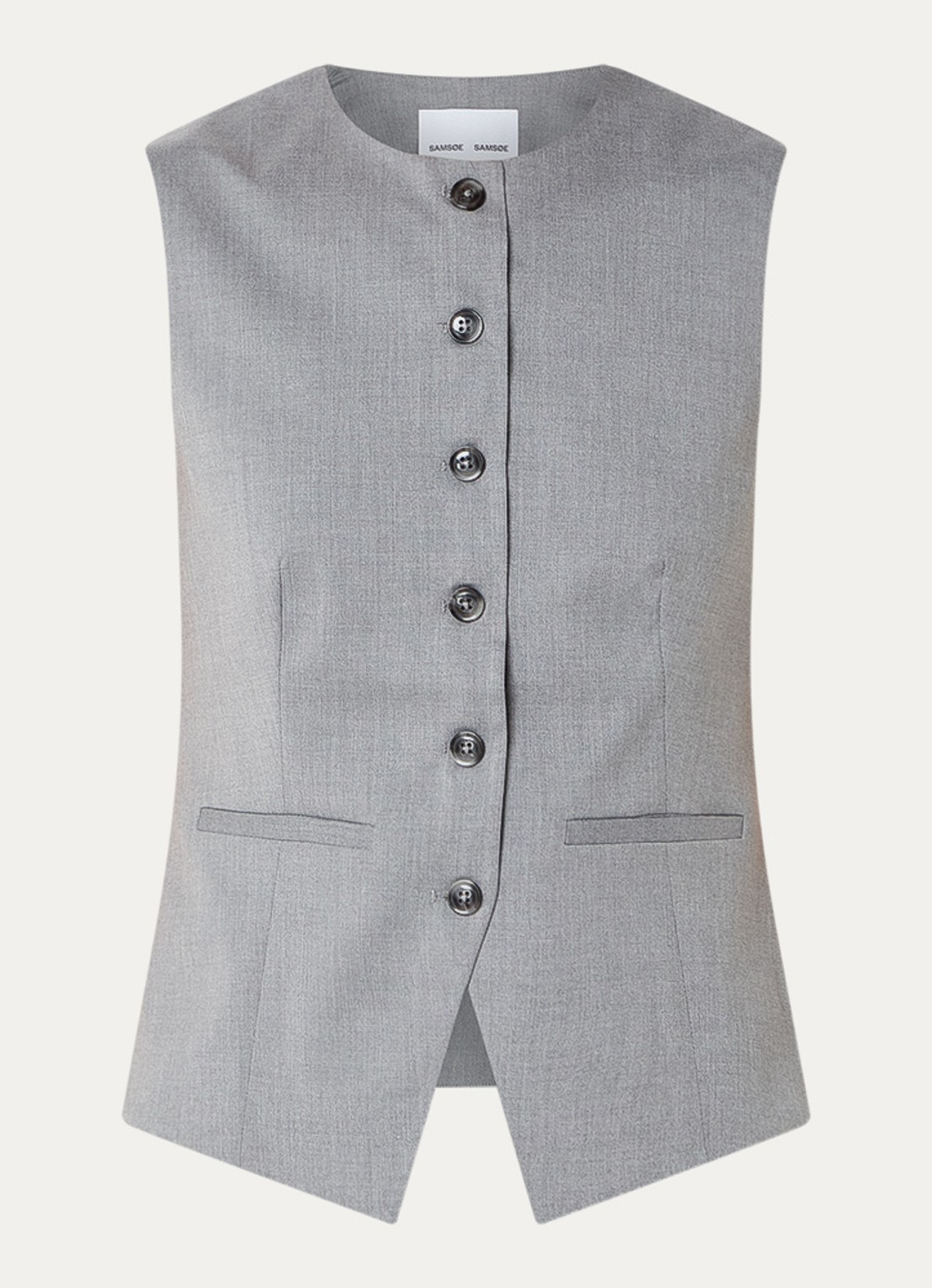 SAMSØE SAMSØE Ruma gilet met gemêleerd dessin - voorkant 2 grijsmele