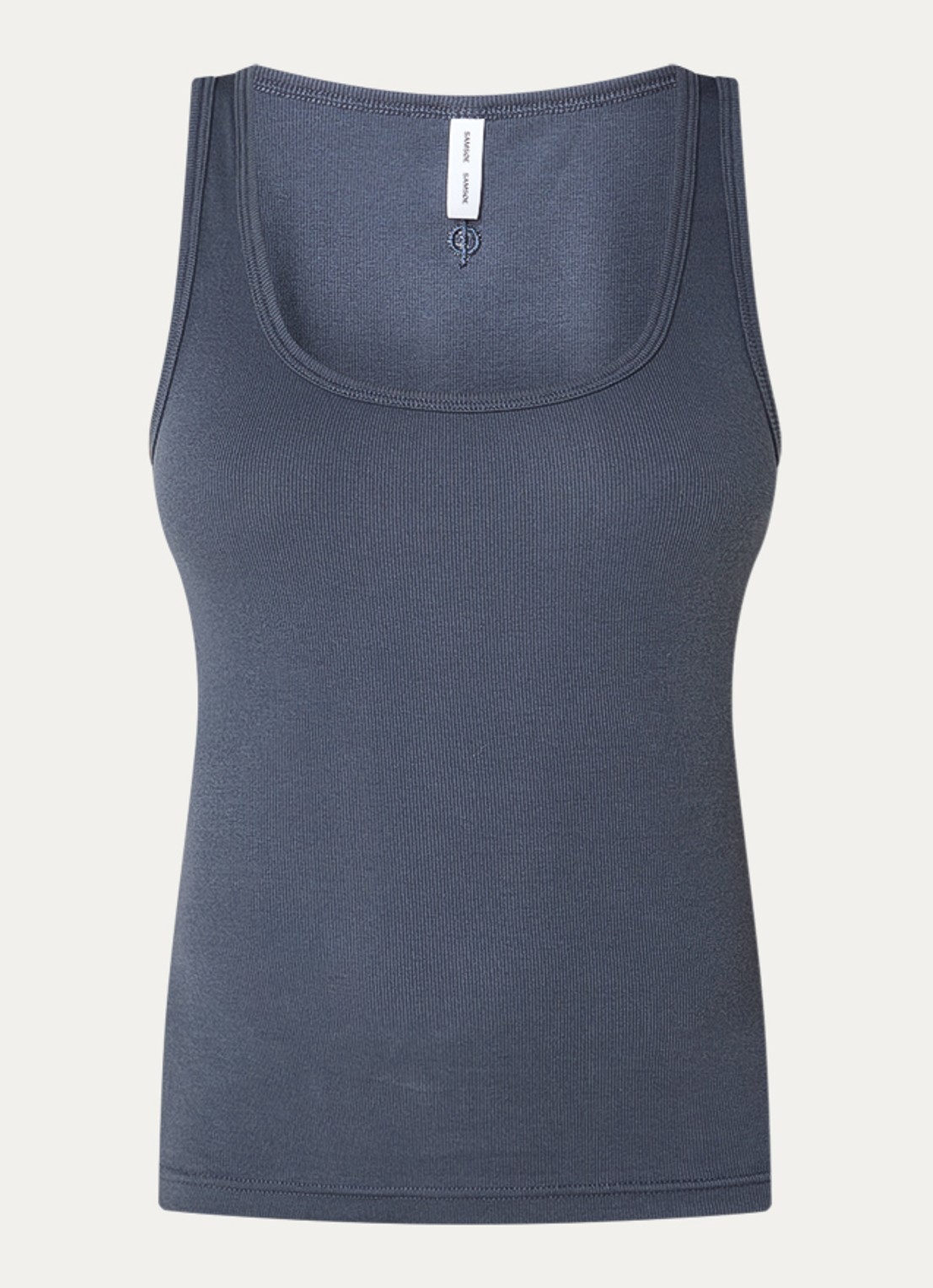 SAMSØE SAMSØE Saamanza tanktop met ribstructuur - voorkant staalblauw