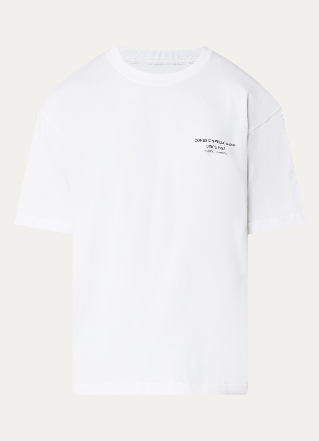 SAMSØE SAMSØE Sacohen T-shirt met logo- en backprint - voorkant groen