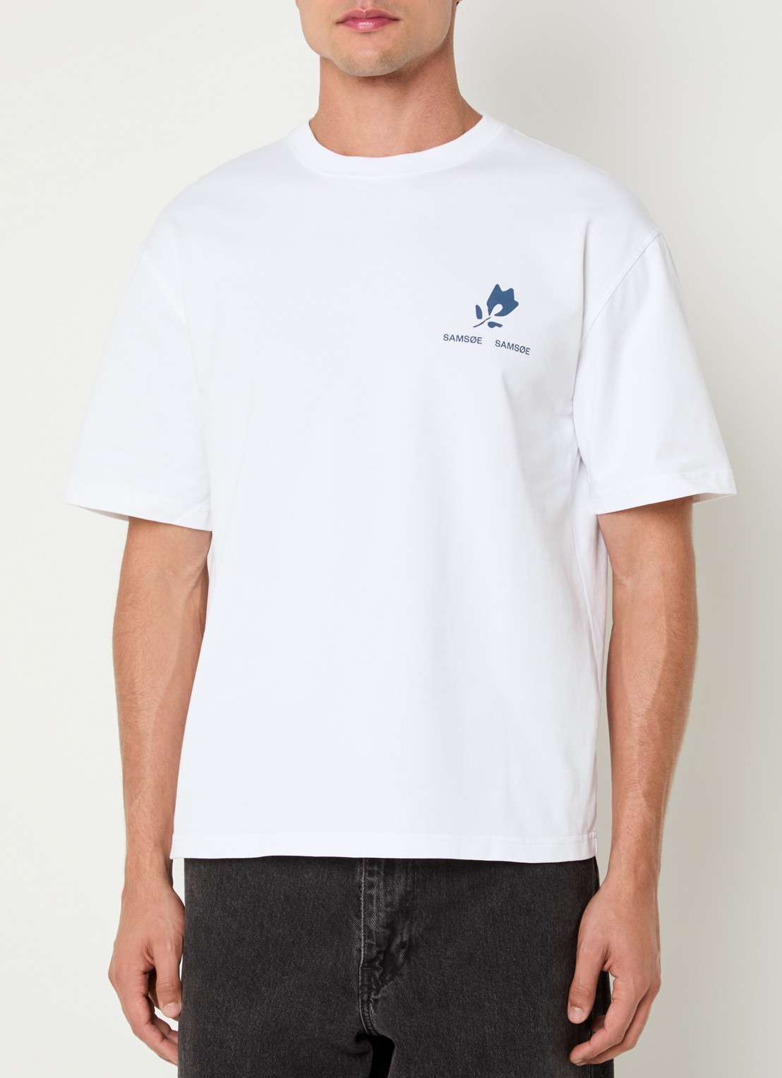 SAMSØE SAMSØE Sacohen T-shirt met logo- en backprint - achterkant wit