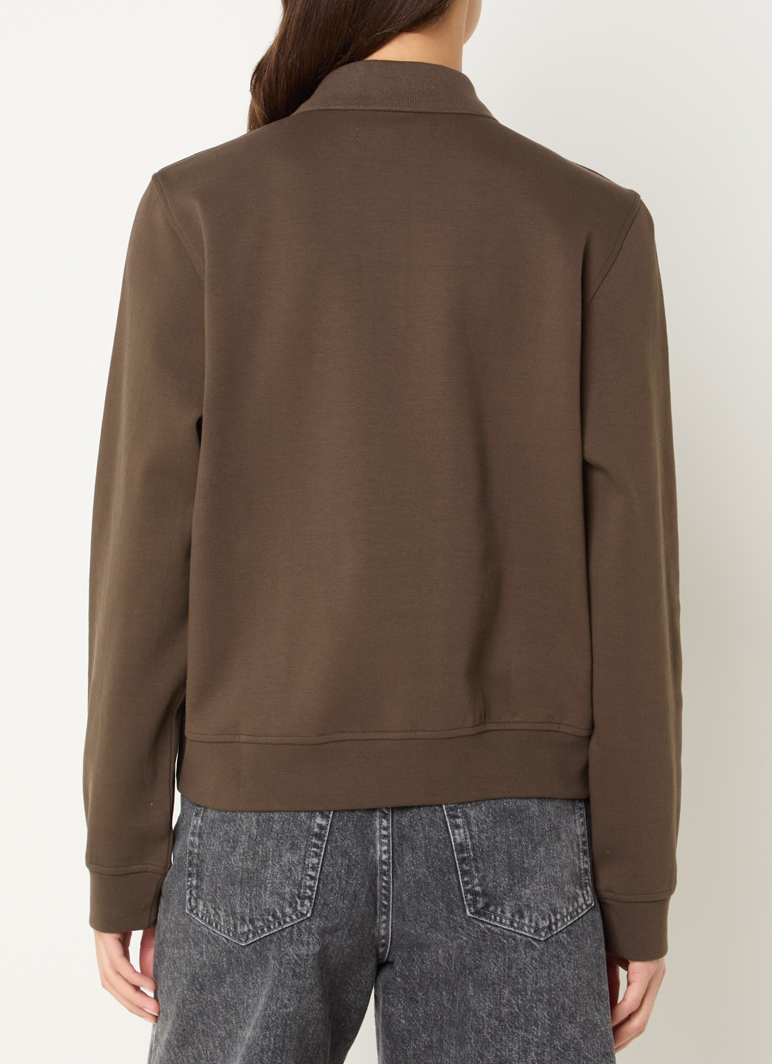 SAMSØE SAMSØE Sadory sweater met polokraag  - achterkant donkerbruin