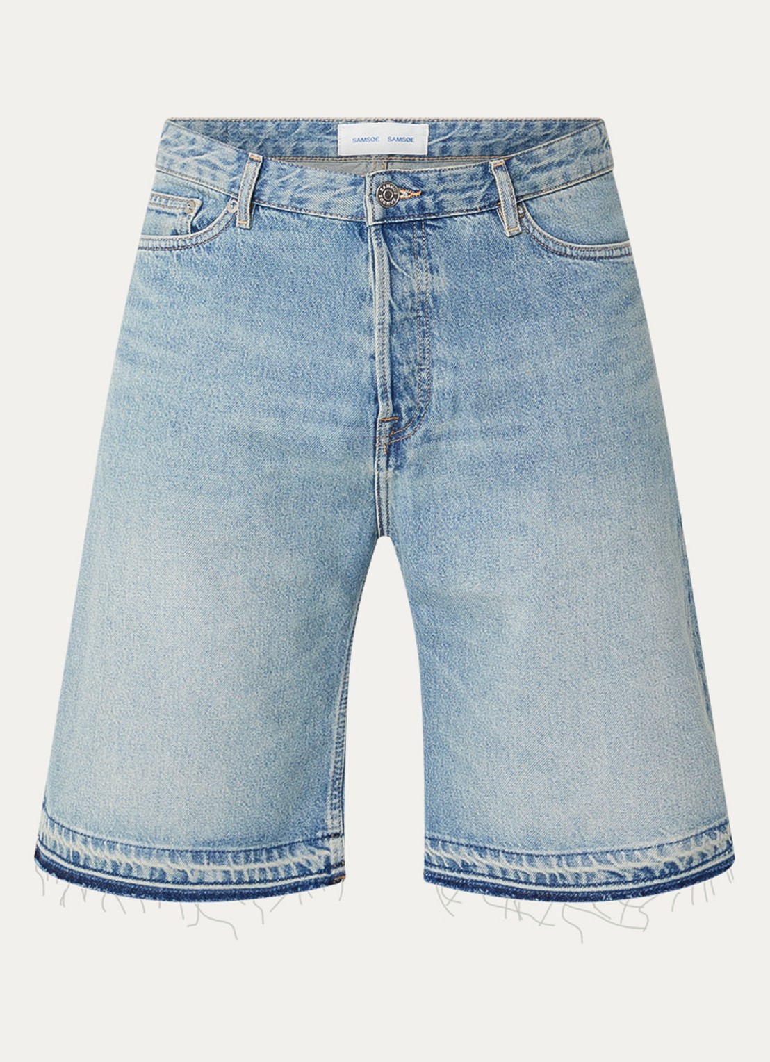 SAMSØE SAMSØE Saeddie wide leg korte broek van denim - voorkant indigo