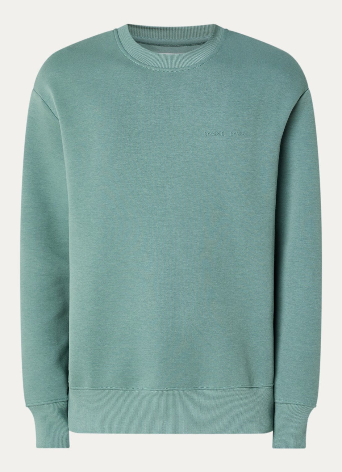 SAMSØE SAMSØE Saethan sweater met 3D logoprint - voorkant zeegroen