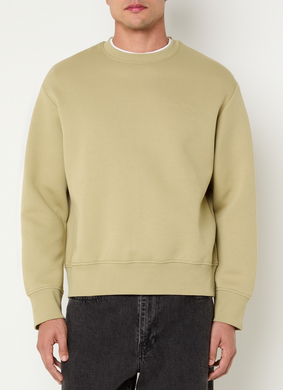 SAMSØE SAMSØE Saethan sweater met logoborduring - detail 4 olijfgroen