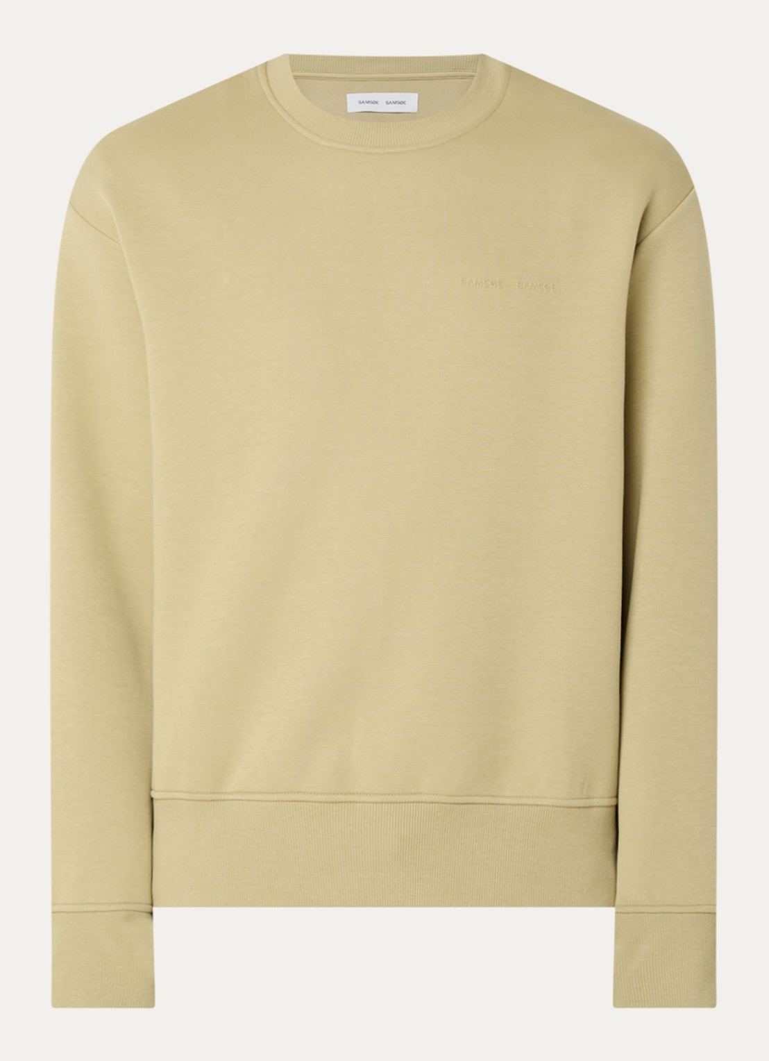 SAMSØE SAMSØE Saethan sweater met logoborduring - voorkant olijfgroen