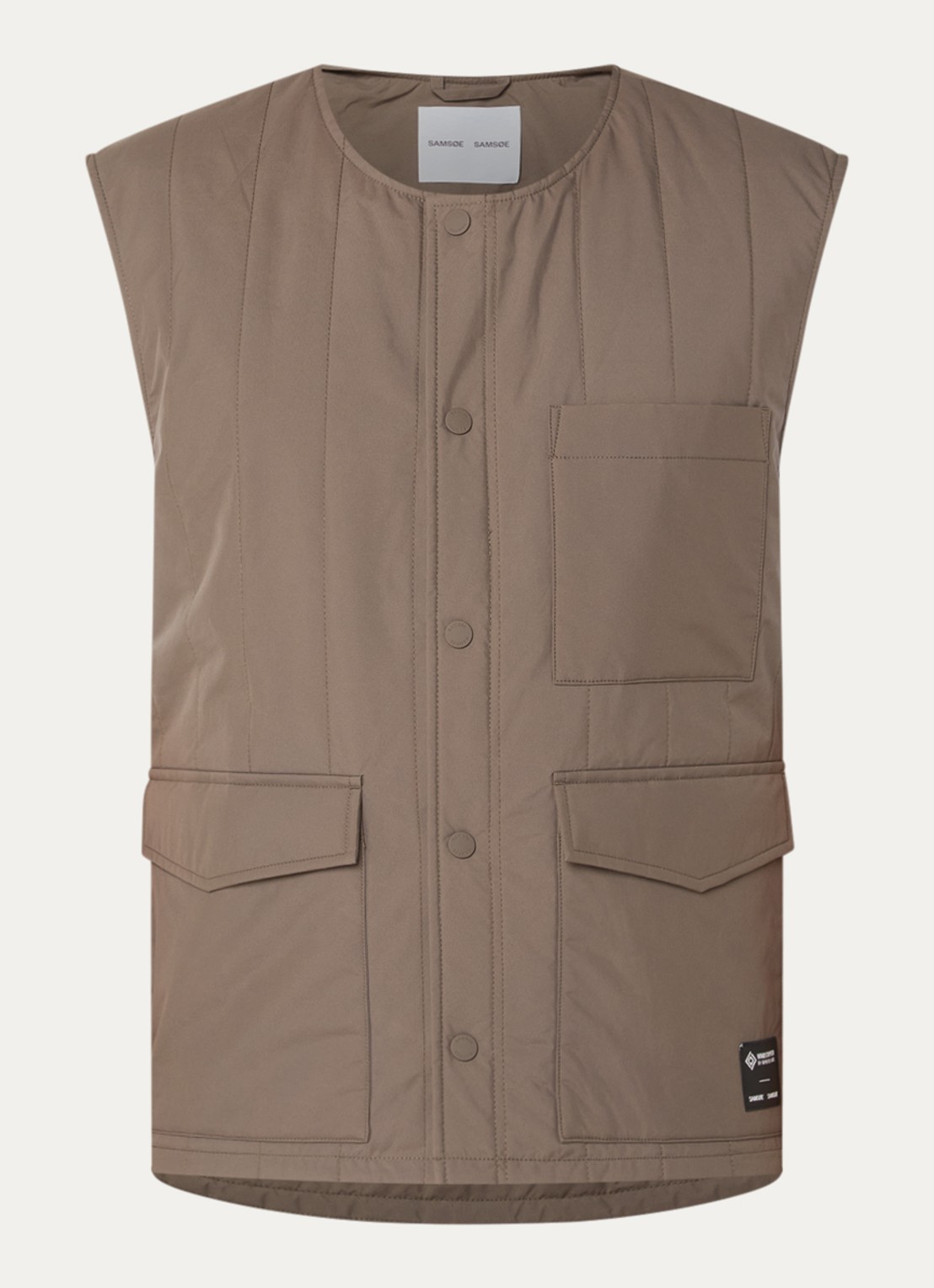 SAMSØE SAMSØE Sagavin Gore-Tex gewatteerde bodywarmer met klepzakken - voorkant 2 bruin