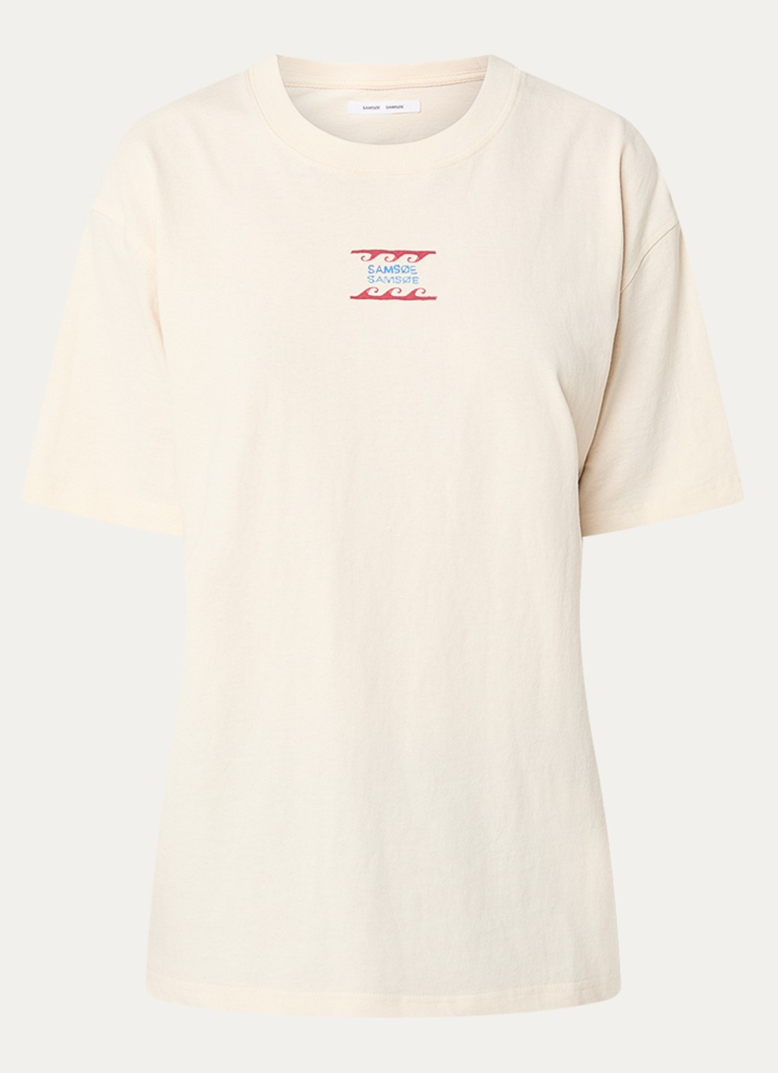 SAMSØE SAMSØE Sagergei T-shirt met front- en backprint - voorkant 3 gebroken wit