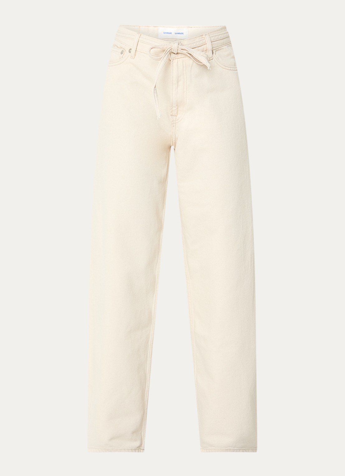 SAMSØE SAMSØE Saharper high waist loose fit jeans met strikceintuur - voorkant 2 creme