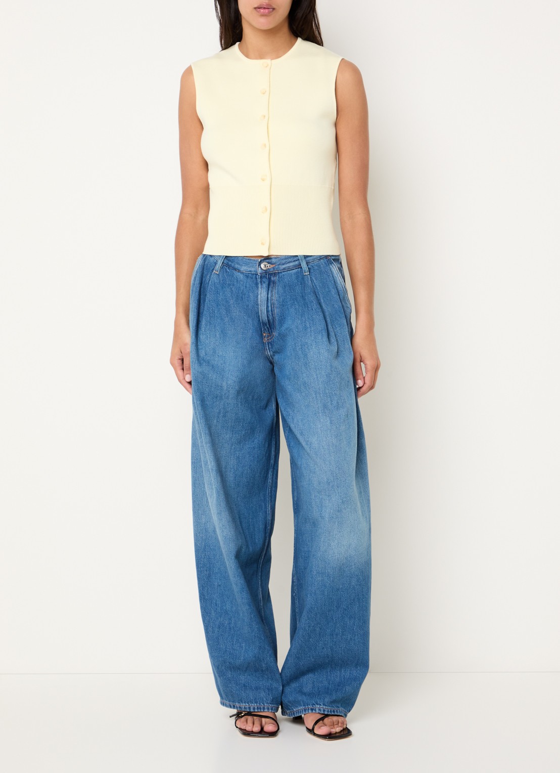 SAMSØE SAMSØE Saharper high waist wide fit jeans met medium wassing - voorkant 3 indigo