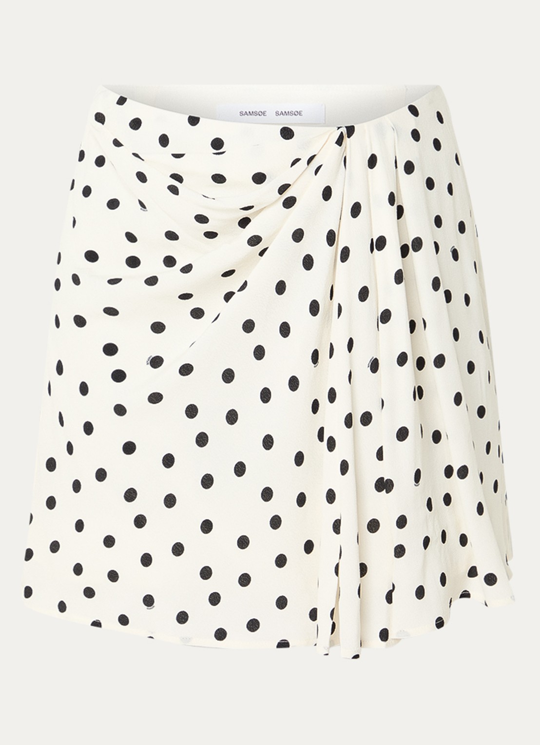 SAMSØE SAMSØE Saiben mini rok met stippenprint en asymmetrische zoom - voorkant gebroken wit