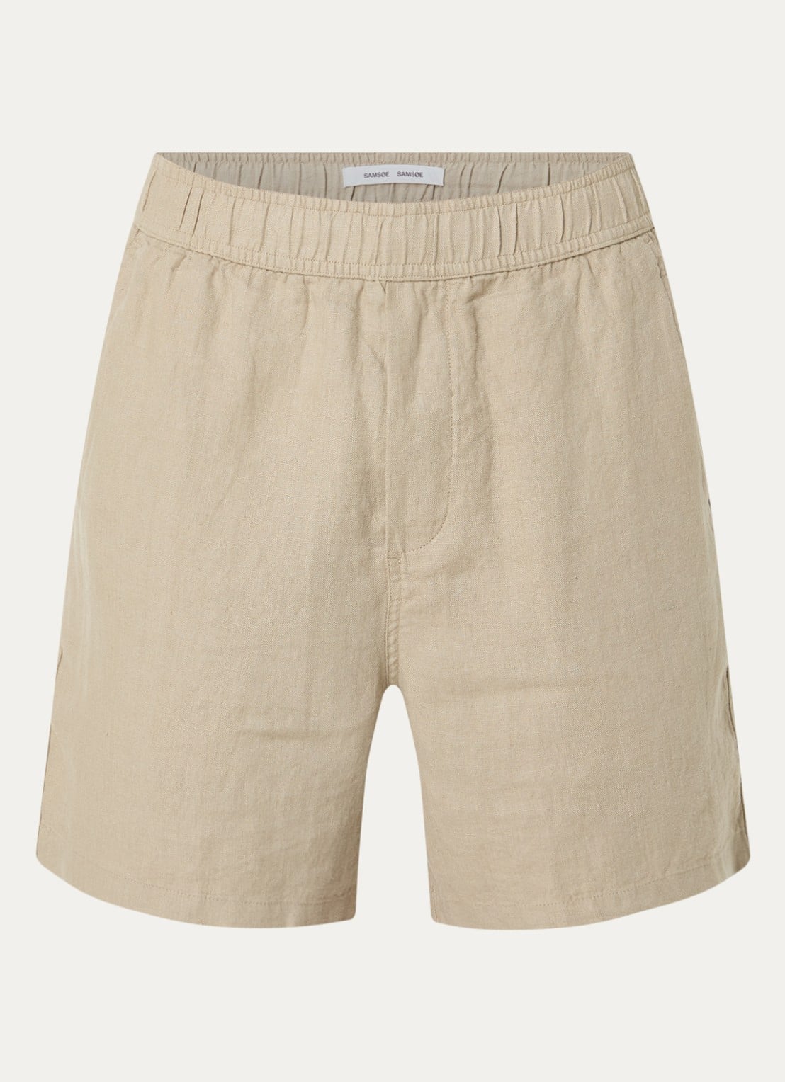 SAMSØE SAMSØE Sajabari straight fit korte broek van linnen - voorkant 2 beige