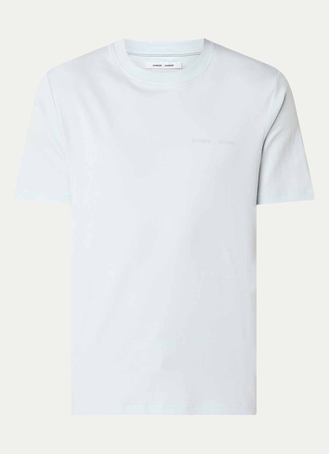 SAMSØE SAMSØE Sajesper T-shirt met logo - voorkant lichtblauw
