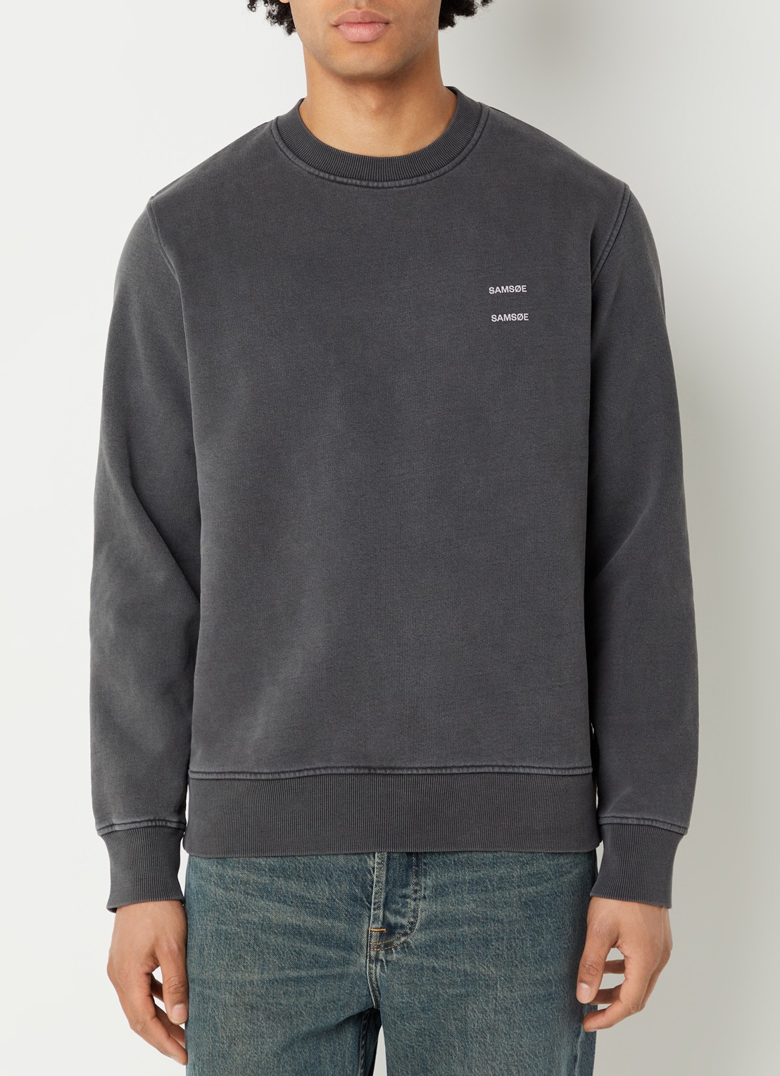 SAMSØE SAMSØE Sajoel sweater met logo - detail 4 antraciet