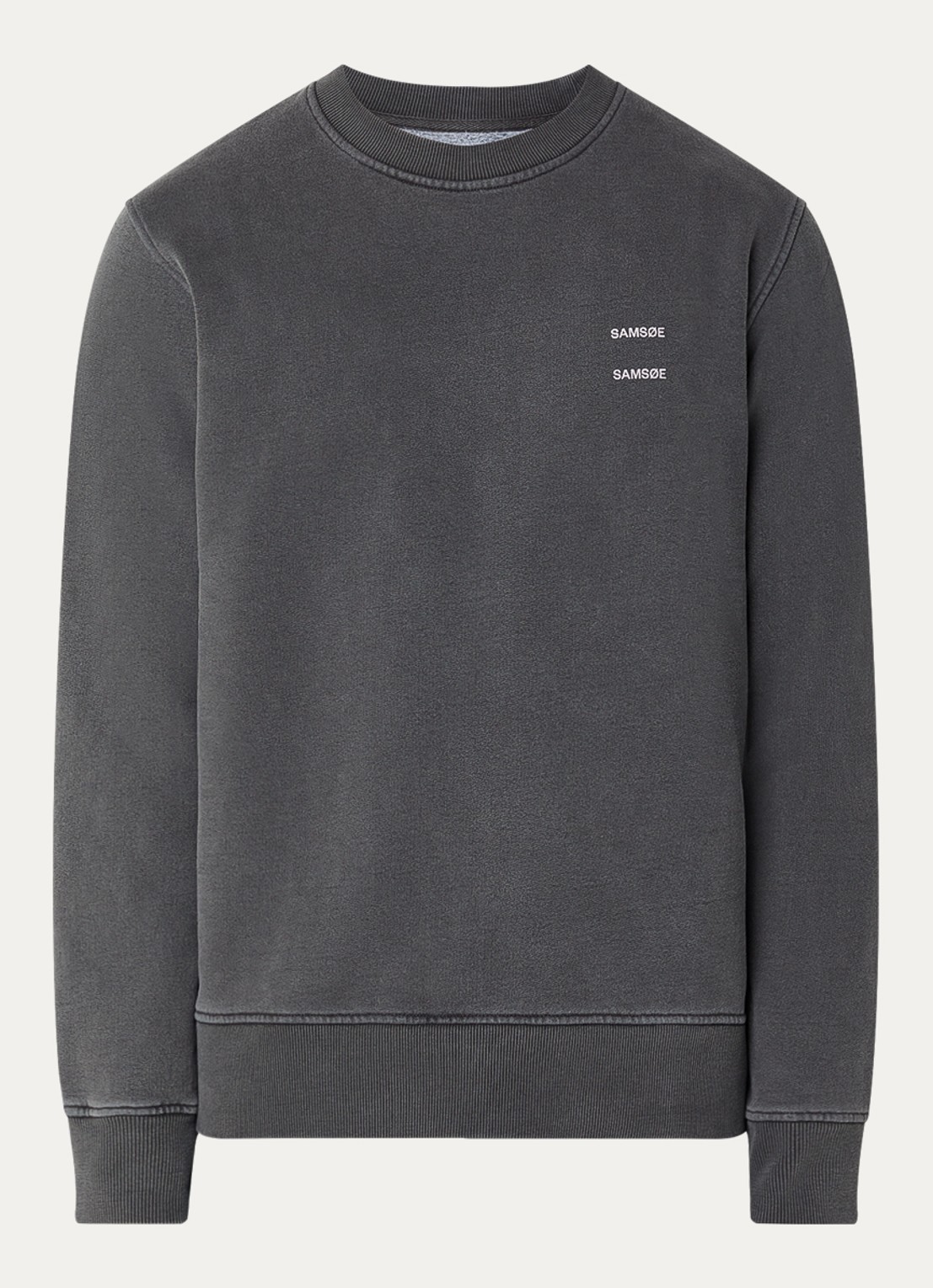 SAMSØE SAMSØE Sajoel sweater met logo - voorkant 2 antraciet