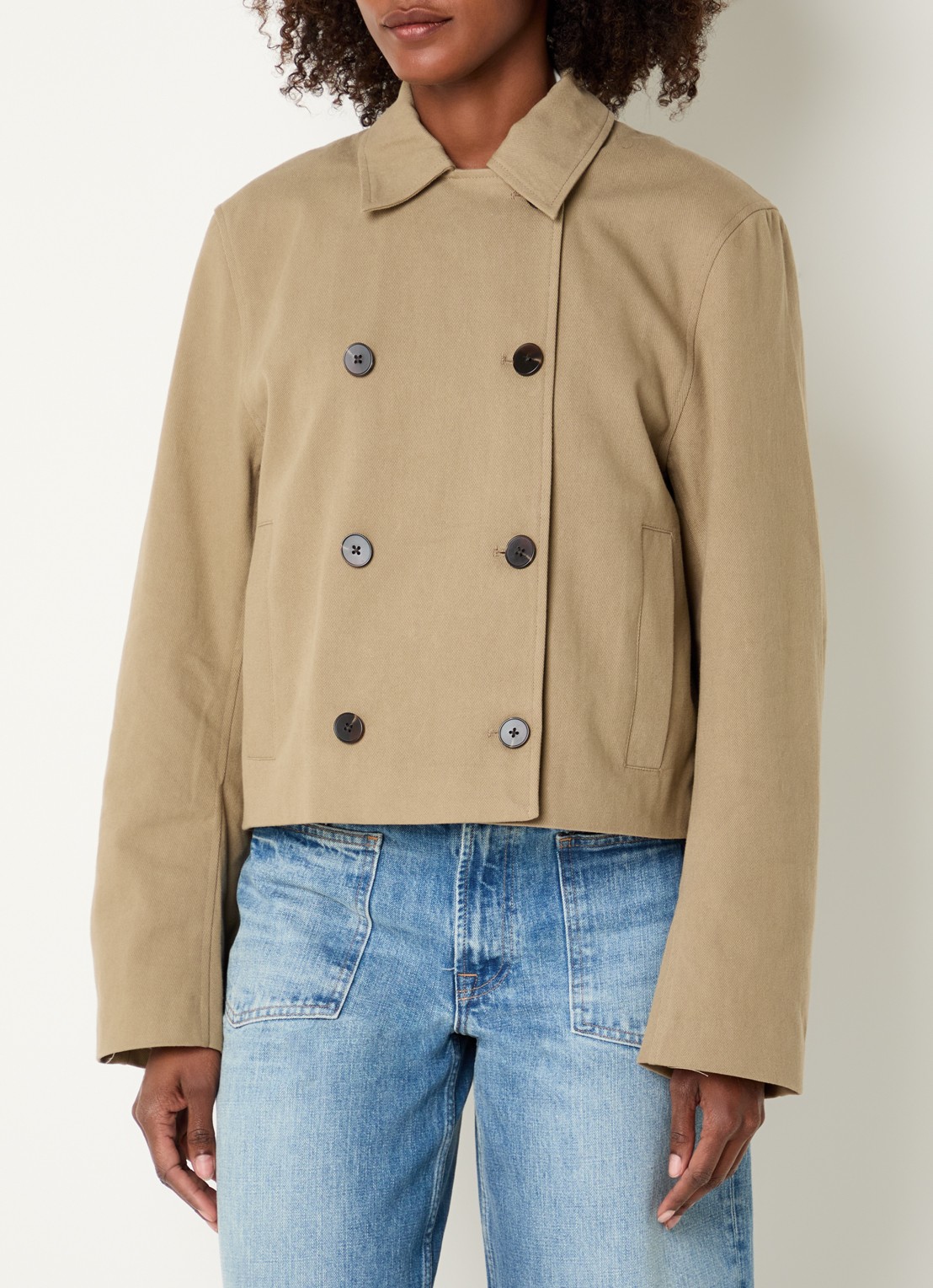 SAMSØE SAMSØE Sakit double-breasted jack met steekzakken - detail 3 khaki