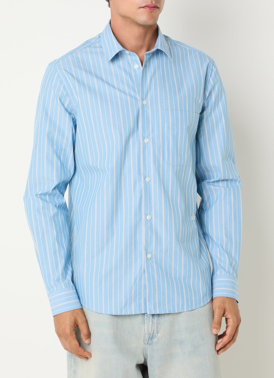 SAMSØE SAMSØE Saliam regular fit overhemd met streepprint - detail 3 blauw