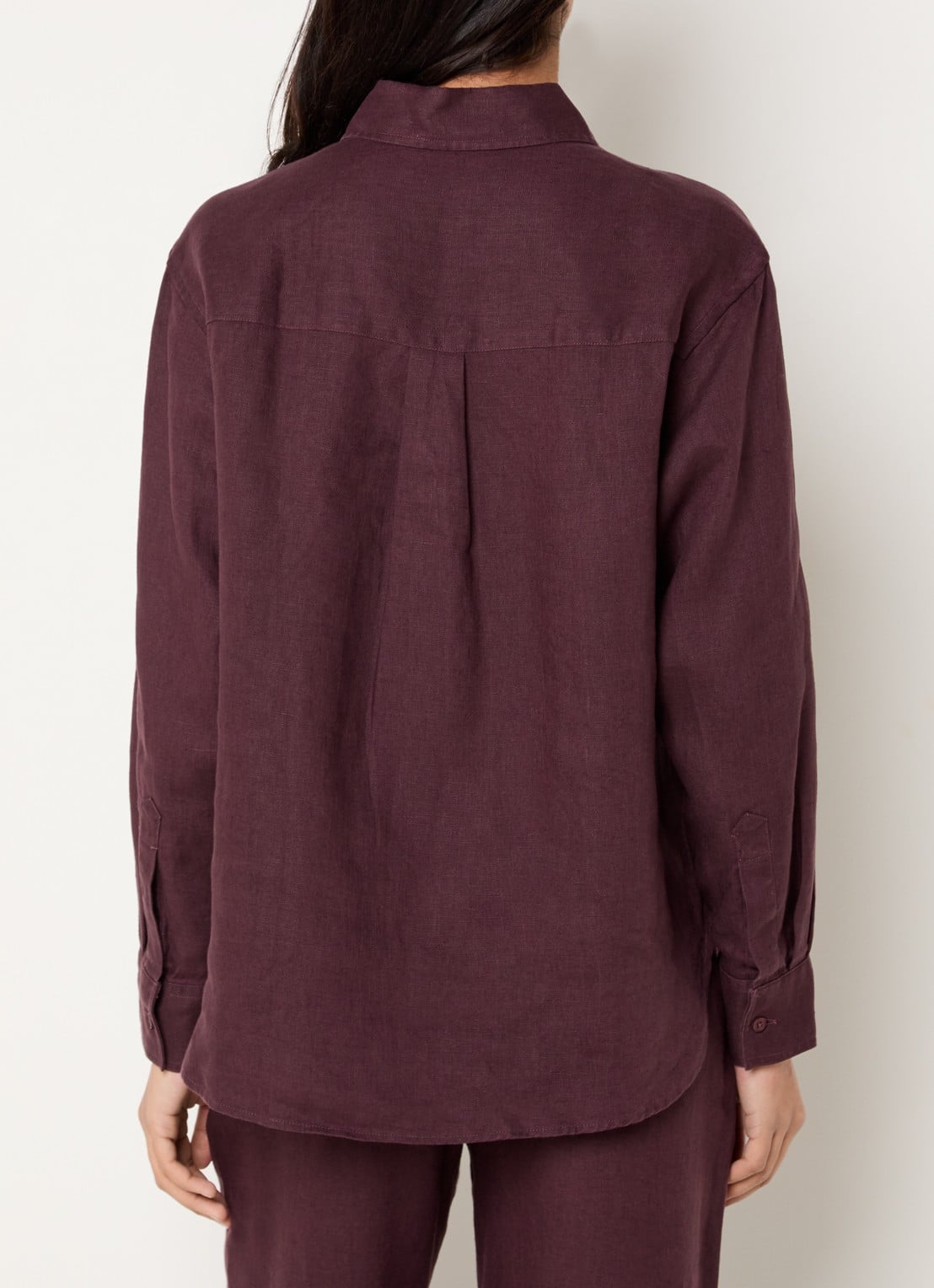 SAMSØE SAMSØE Saloves blouse van linnen - achterkant 4 aubergine