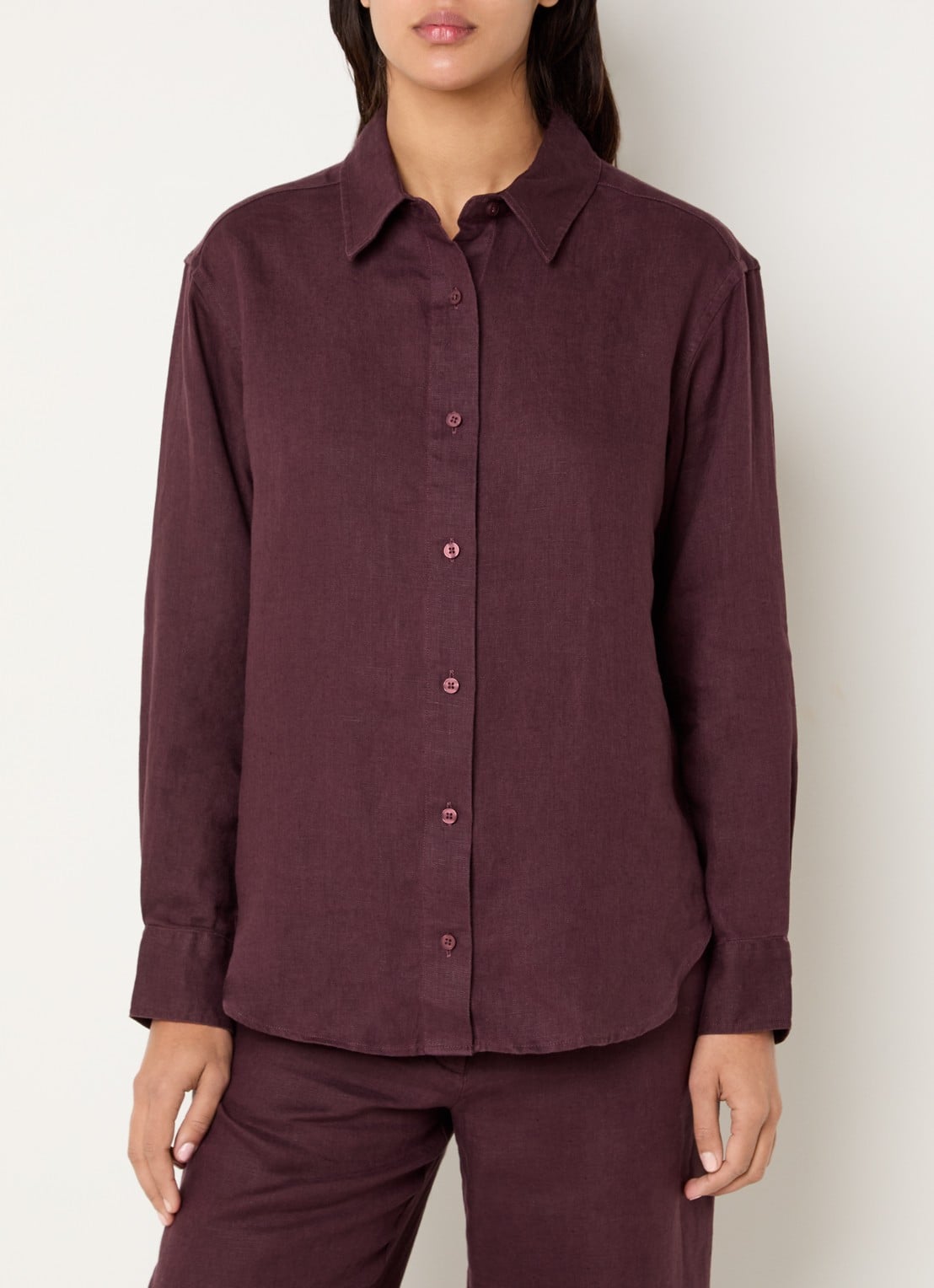 SAMSØE SAMSØE Saloves blouse van linnen - detail 3 aubergine