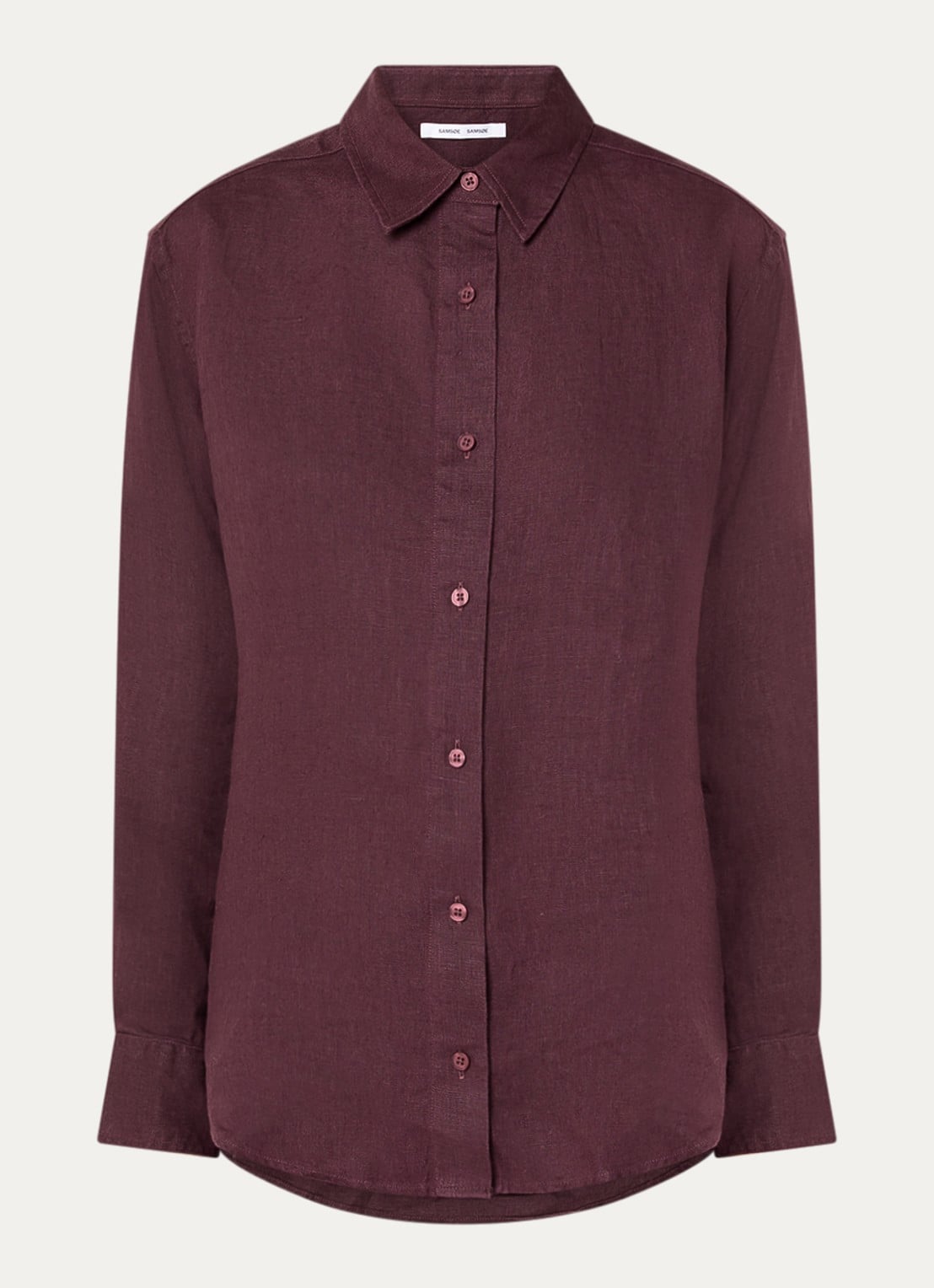 SAMSØE SAMSØE Saloves blouse van linnen - voorkant aubergine