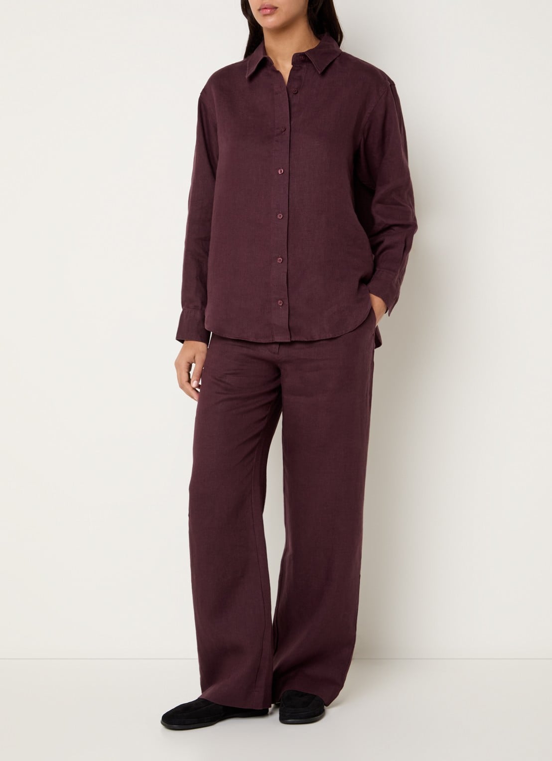 SAMSØE SAMSØE Saloves blouse van linnen - voorkant 2 aubergine